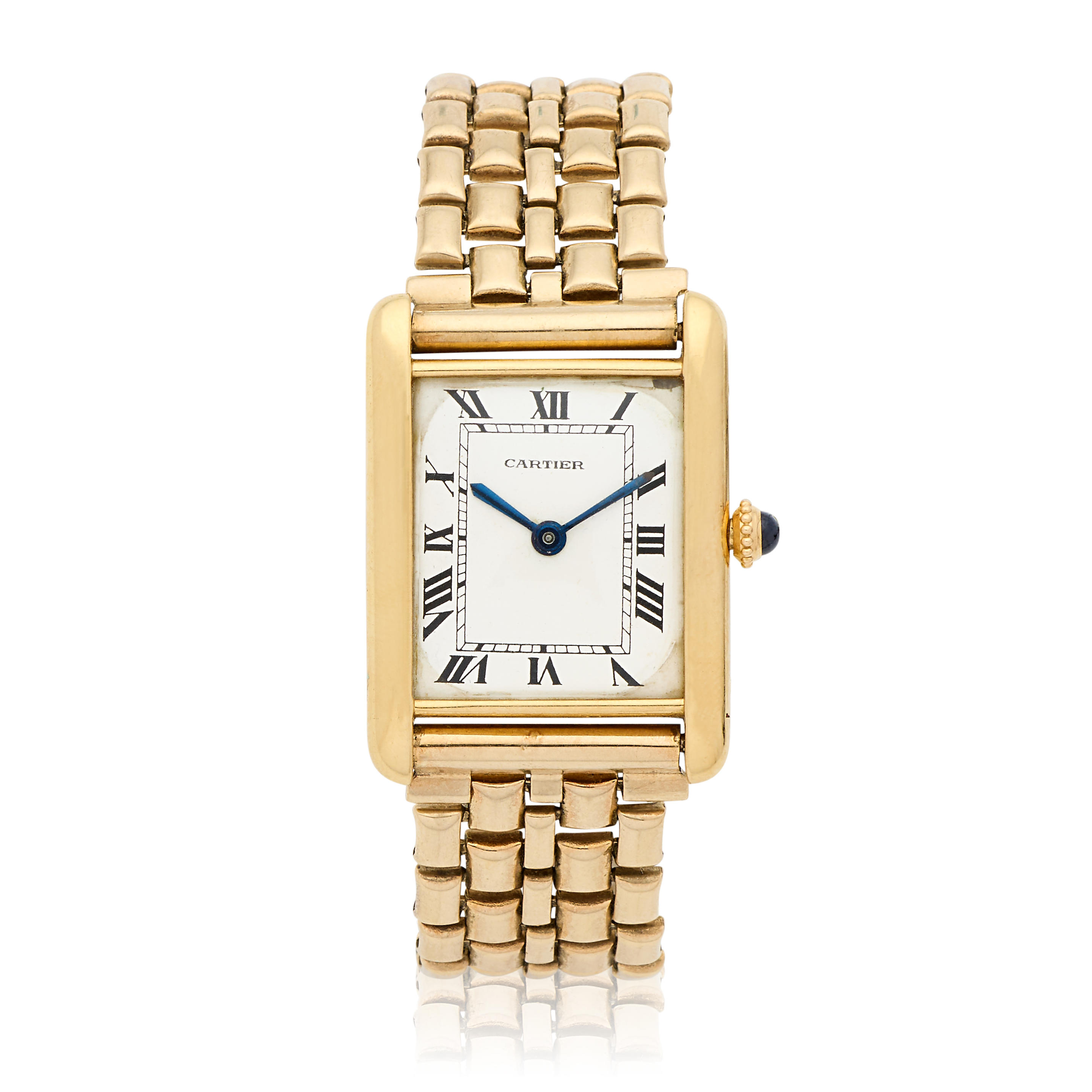 Appraisal: CARTIER AN K GOLD MANUAL WIND BRACELET WATCH Model Tank