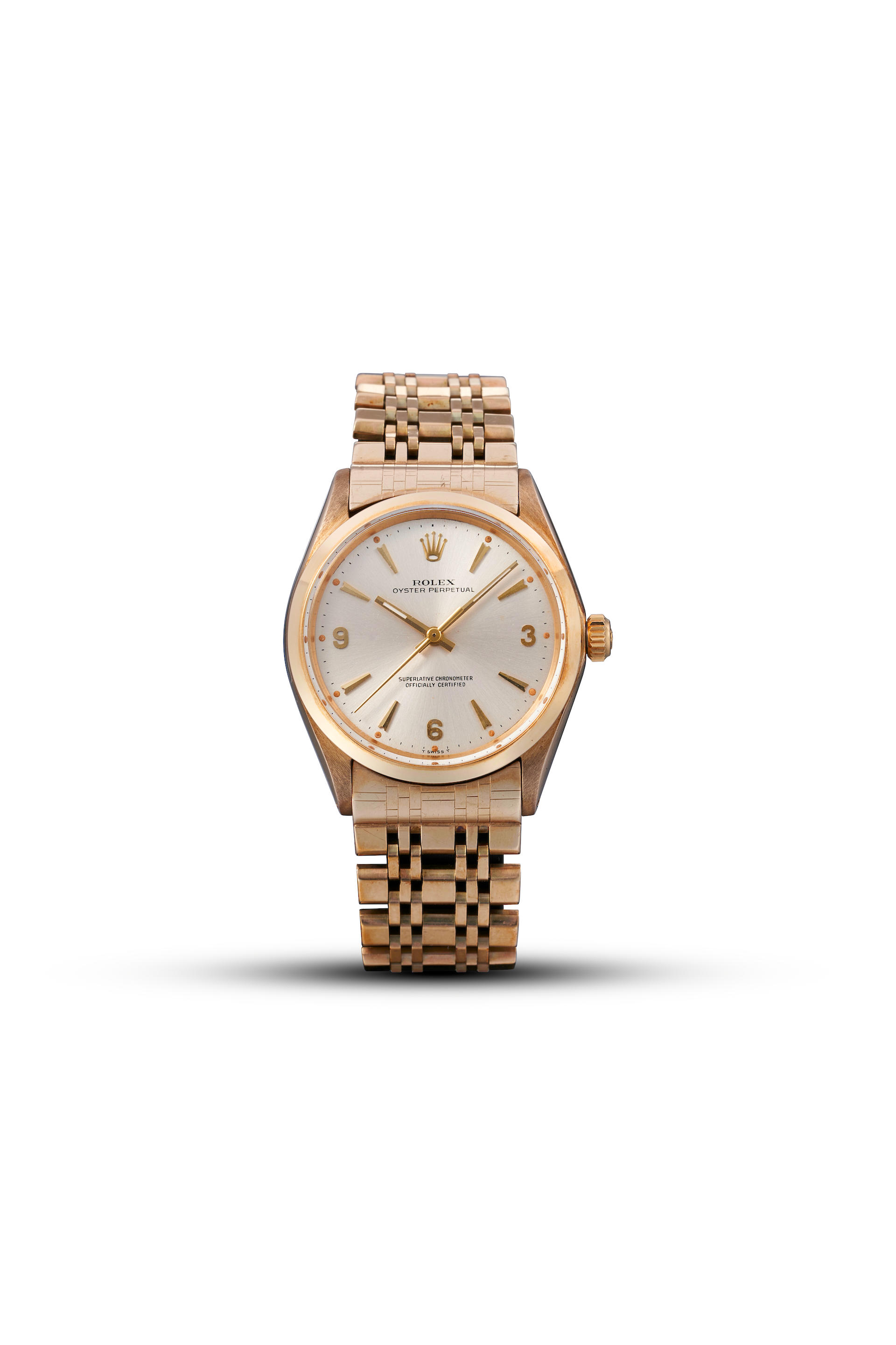 Appraisal: ROLEX OYSTER PERPETUAL REF A K YELLOW GOLD BRACELET WATCH