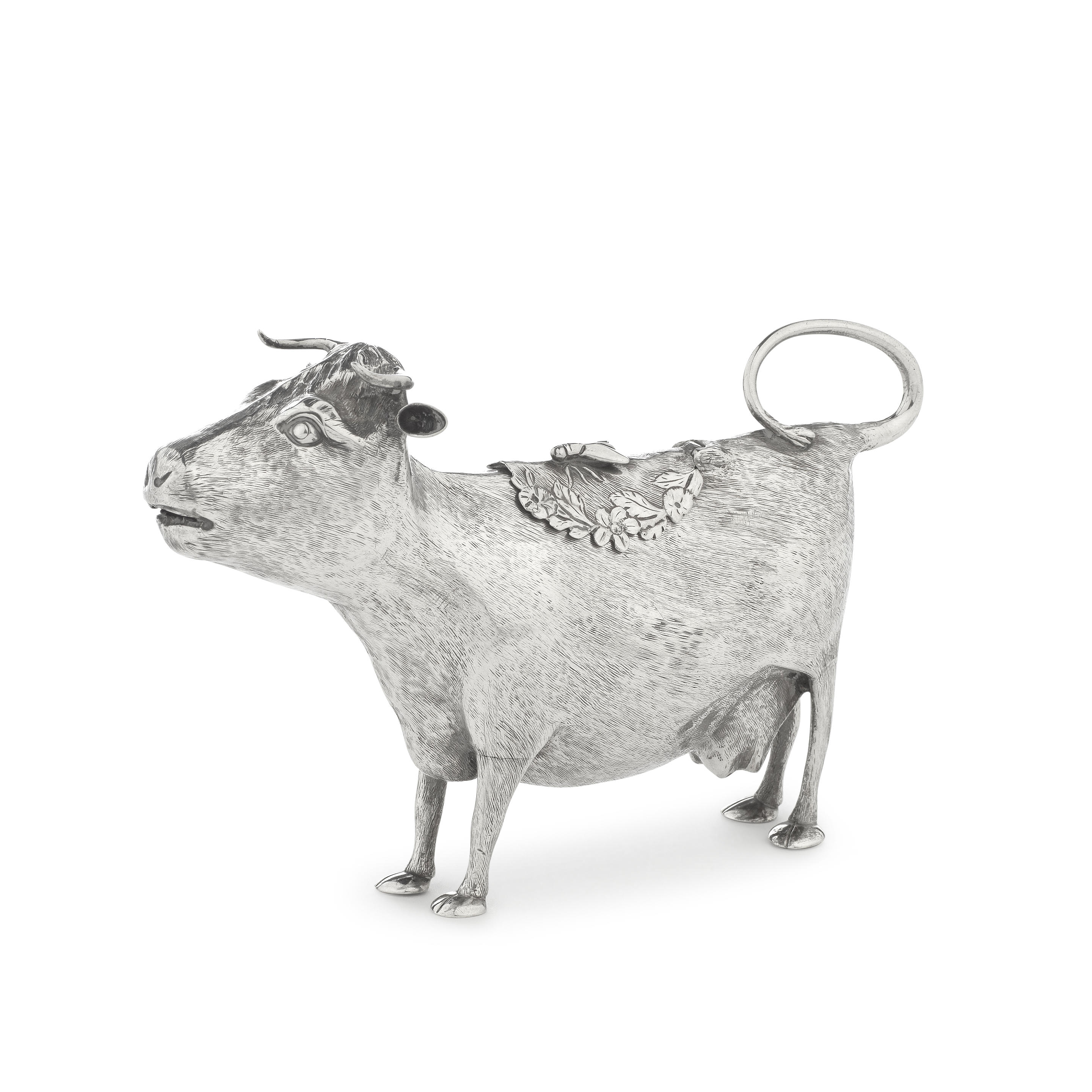 Appraisal: A GEORGE III SILVER COW CREAMER indistinct maker's mark London