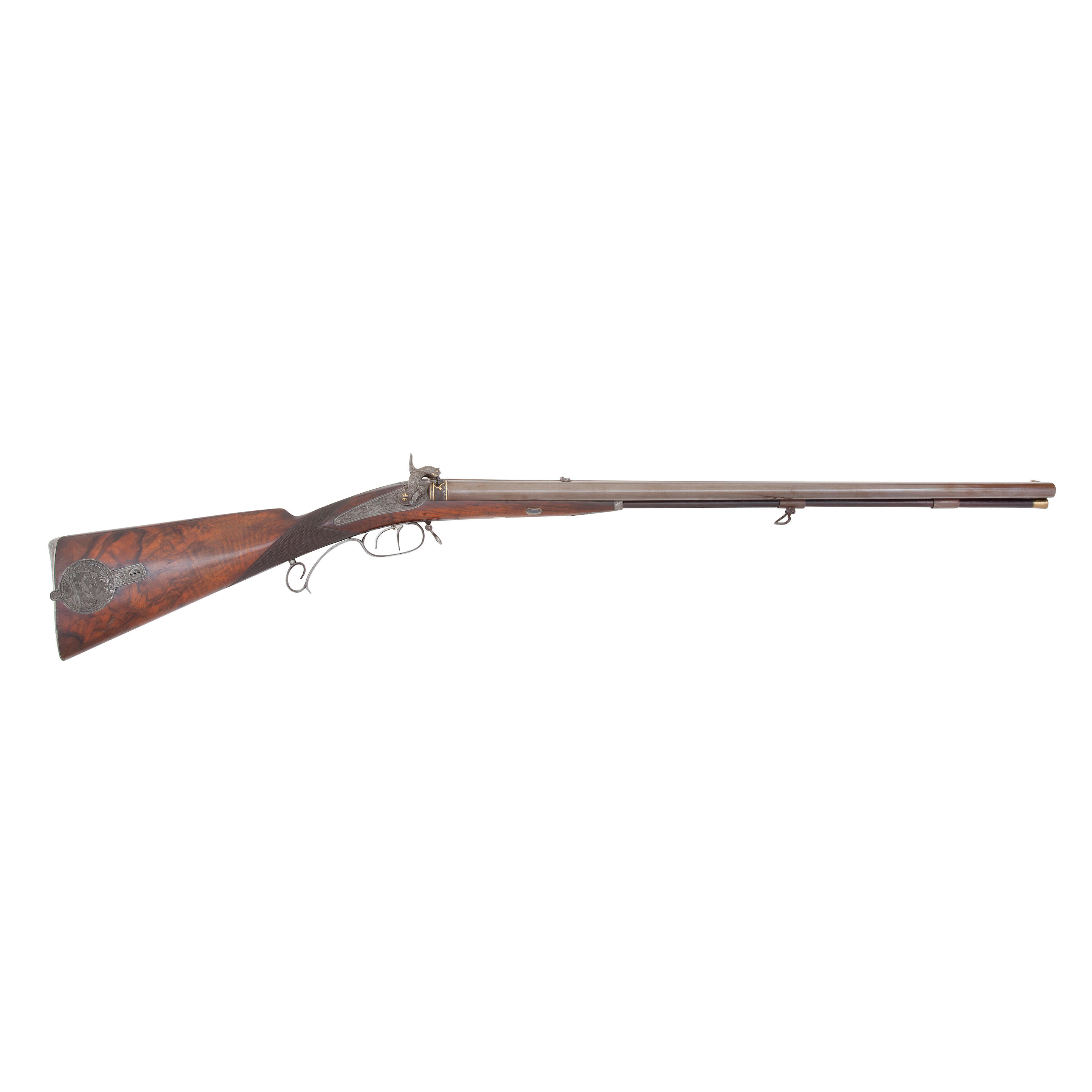 Appraisal: A HANOVERIAN -BORE PERCUSSION D B SPORTING RIFLE BY TANNER