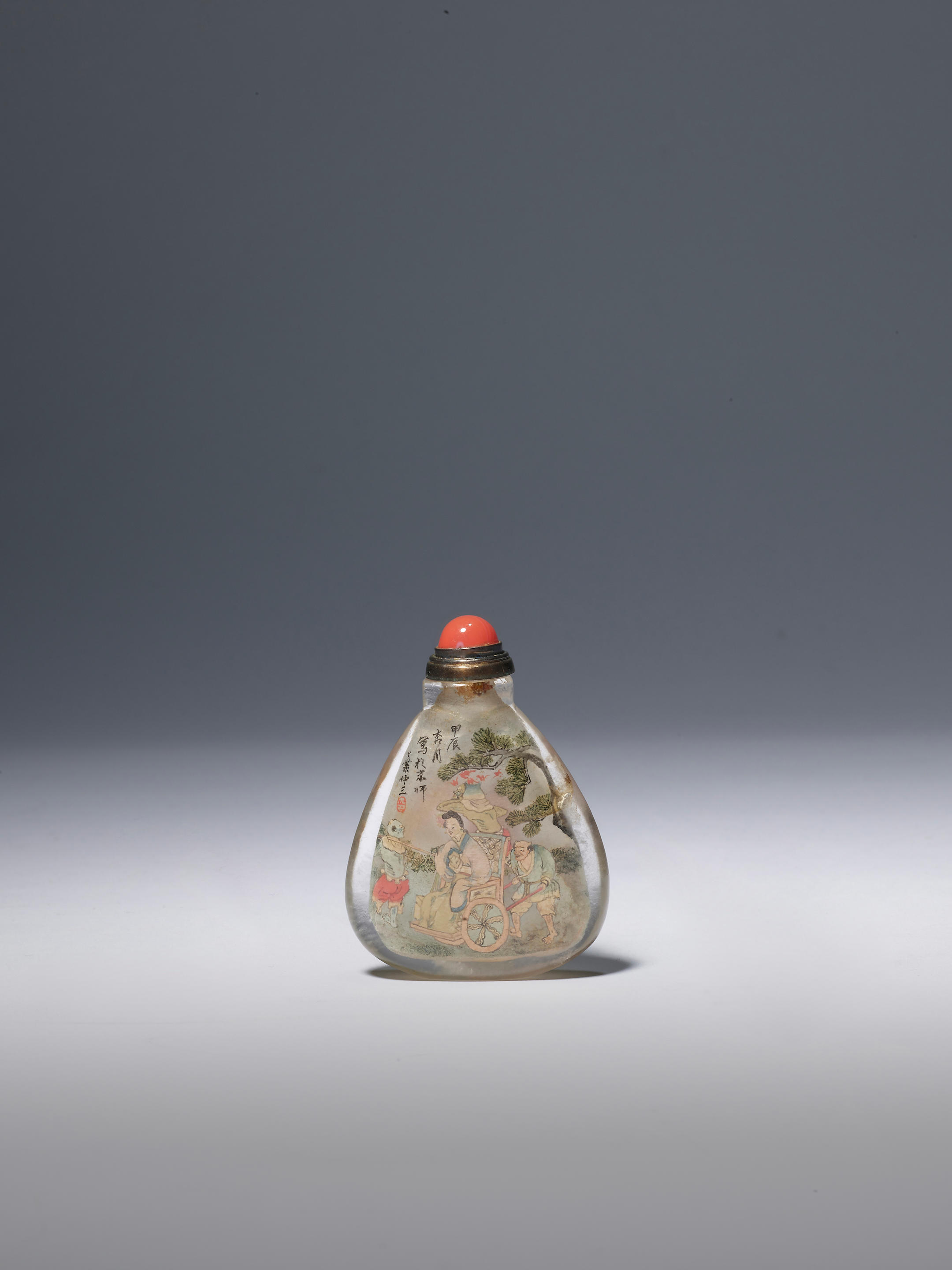 Appraisal: AN INSIDE-PAINTED ROCK CRYSTAL SNUFF BOTTLE Ye Zhongsan the Elder