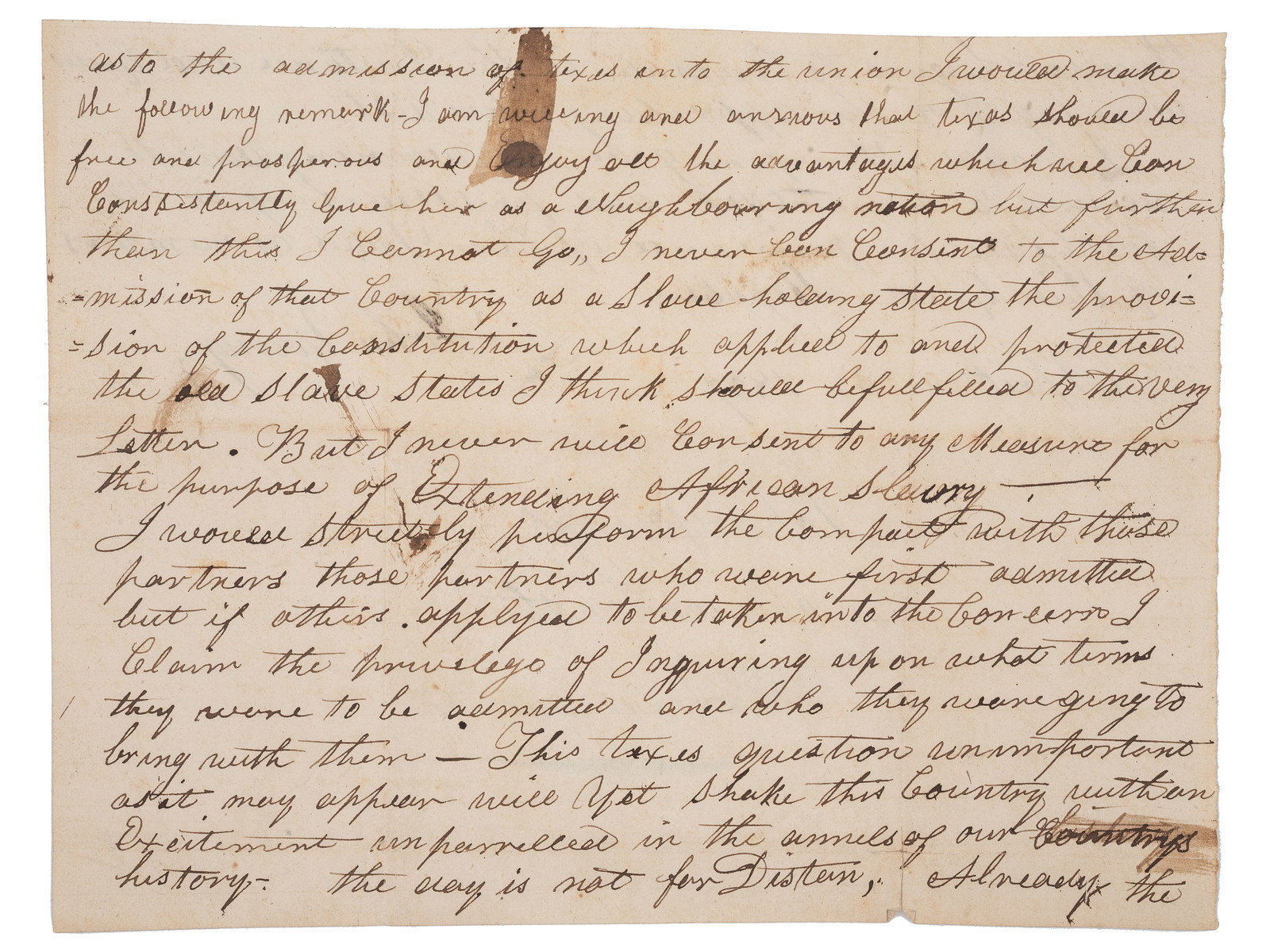 Appraisal: SLAVERY amp ABOLITION -- TEXAS -- YOUNG John - Manuscript