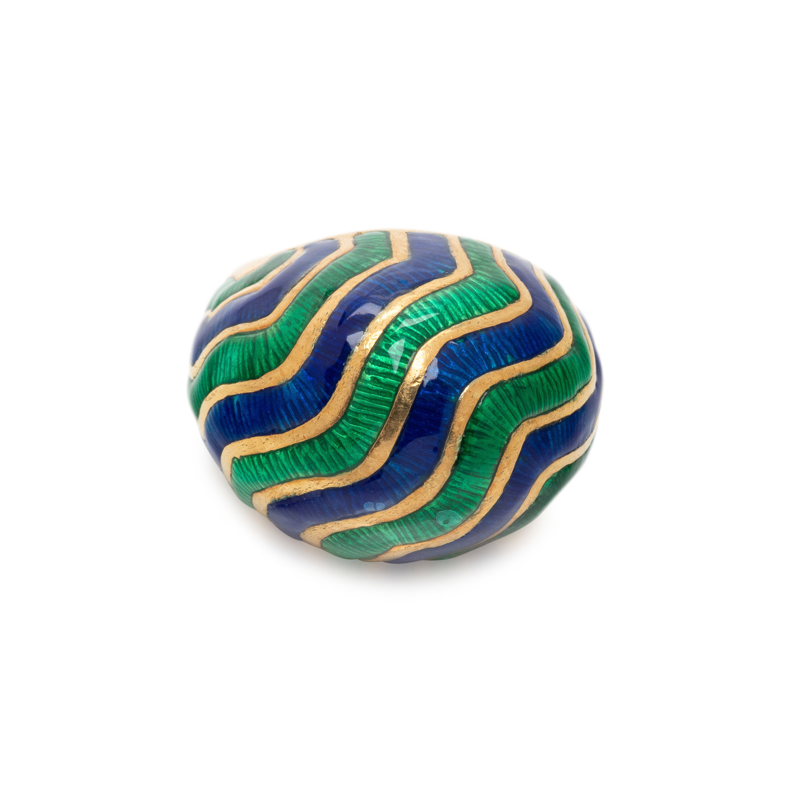 Appraisal: YELLOW GOLD AND ENAMEL RING Consisting of a bombe style