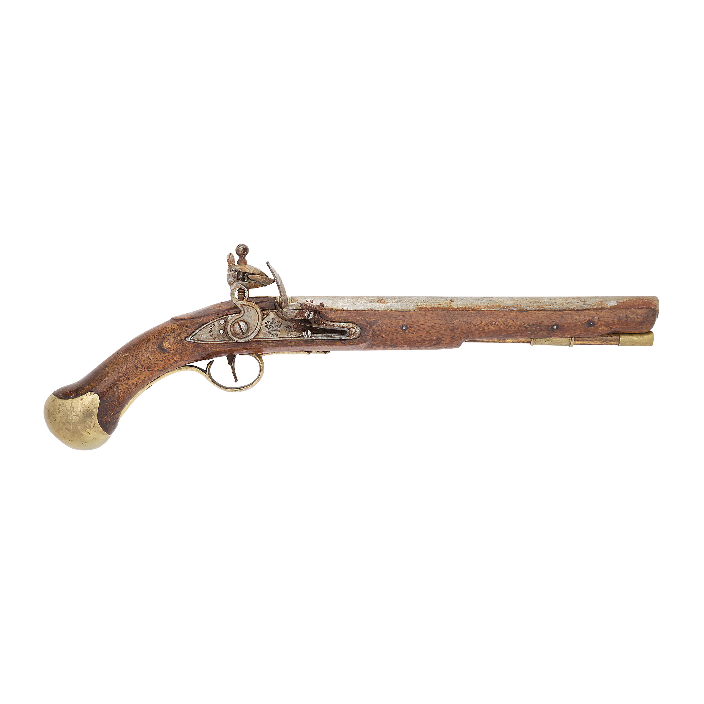 Appraisal: A -BORE FLINTLOCK PATTERN LONG SEA SERVICE PISTOL DATED With