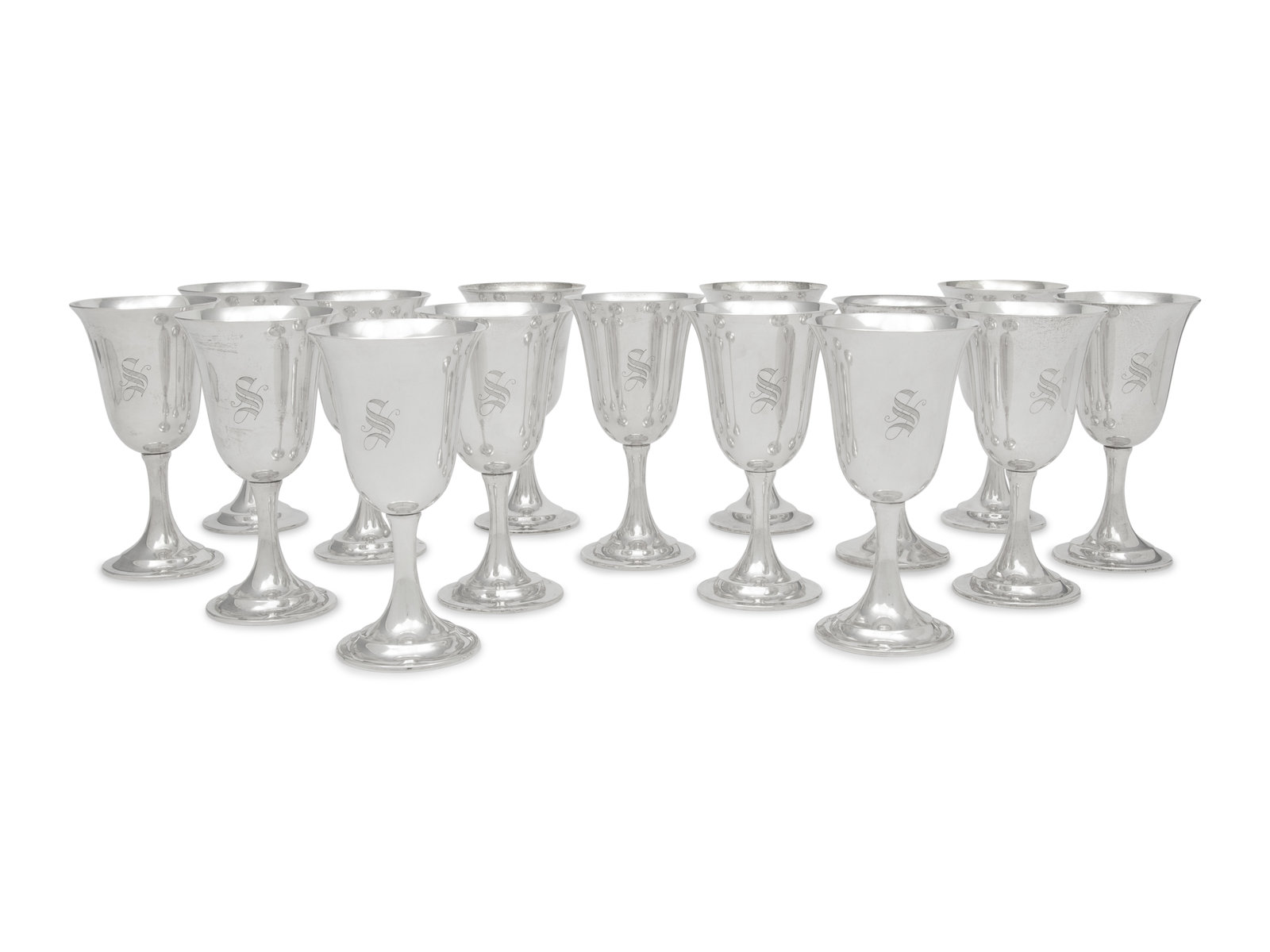 Appraisal: A Set of Fifteen American Silver Goblets International Silver Co