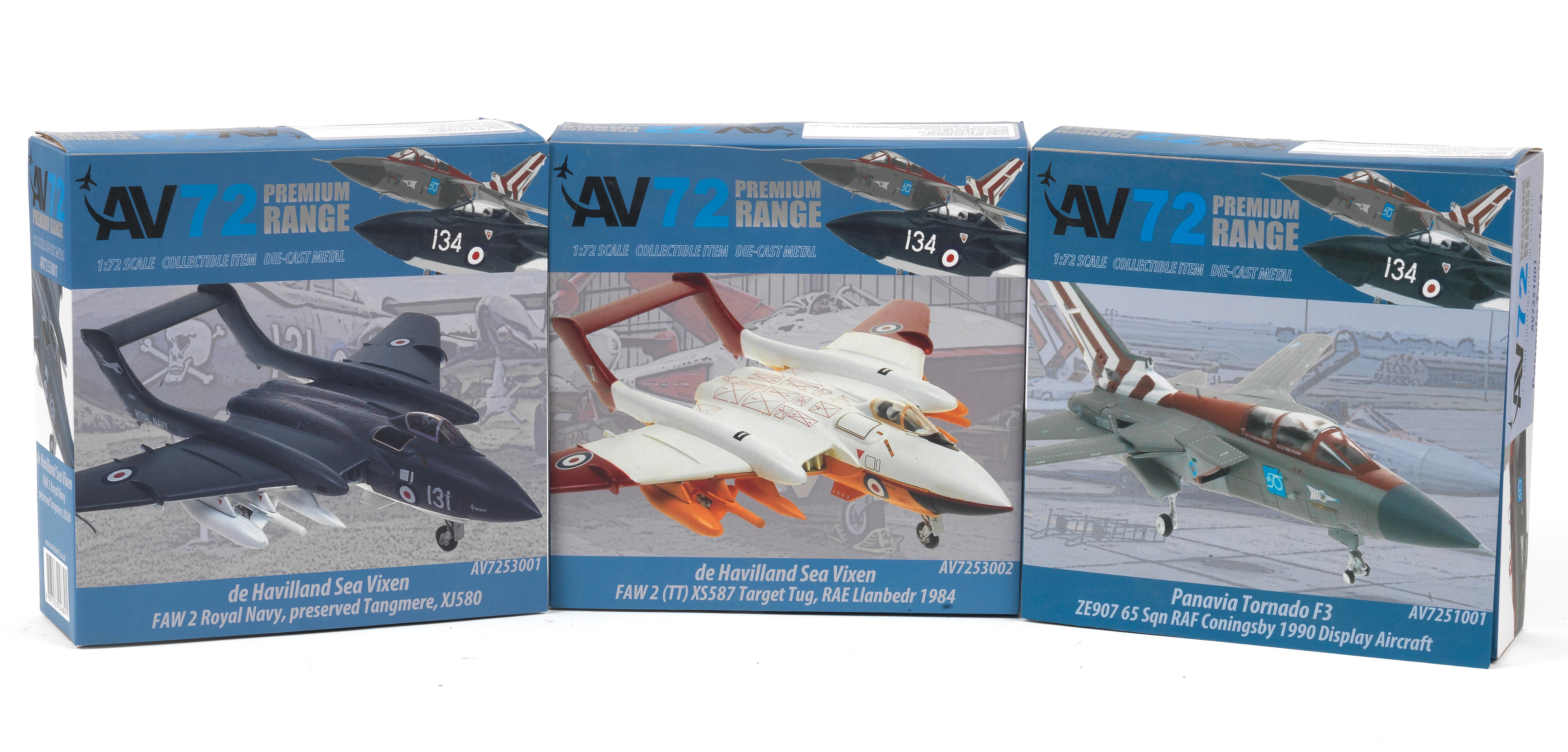 Appraisal: THREE BOXED SCALE DIE-CAST 'PREMIUM RANGE' MODEL AIRCRAFT BY AVIATION