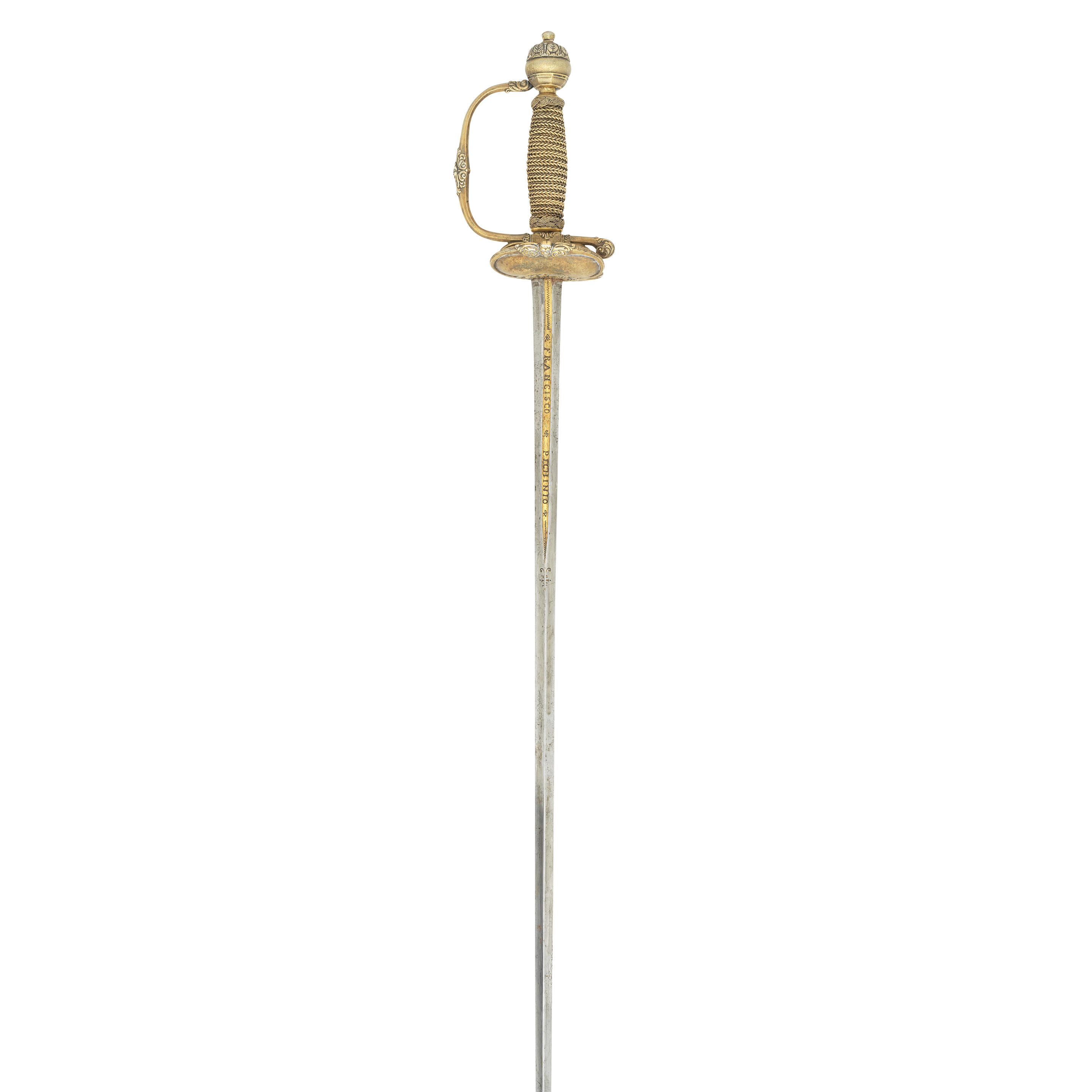 Appraisal: A FINE ITALIAN SMALL-SWORD WITH SILVER-GILT HILT CIRCA With earlier