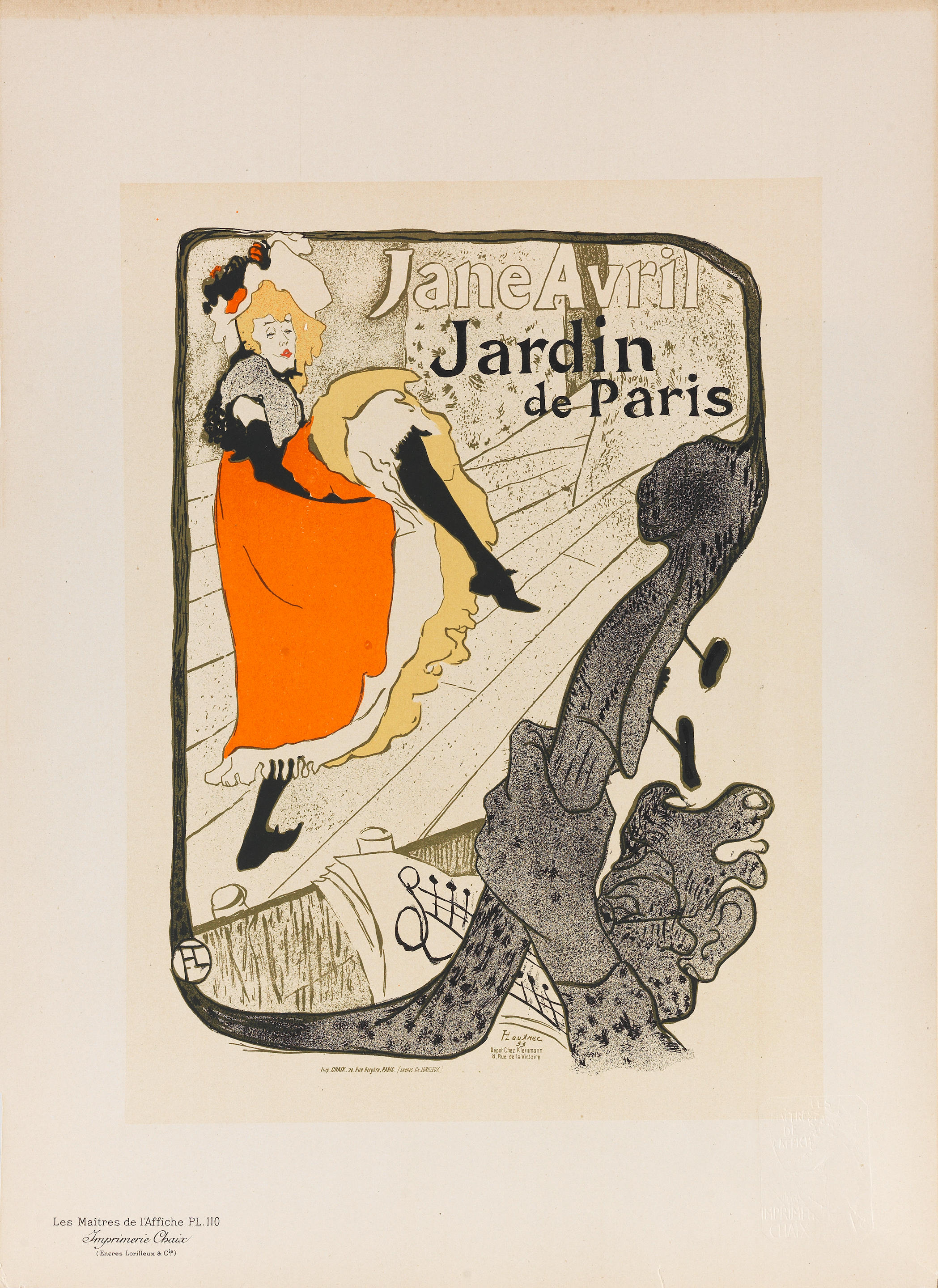 Appraisal: HENRI DE TOULOUSE-LAUTREC - JANE AVRIL Ma tres de l'Affiche