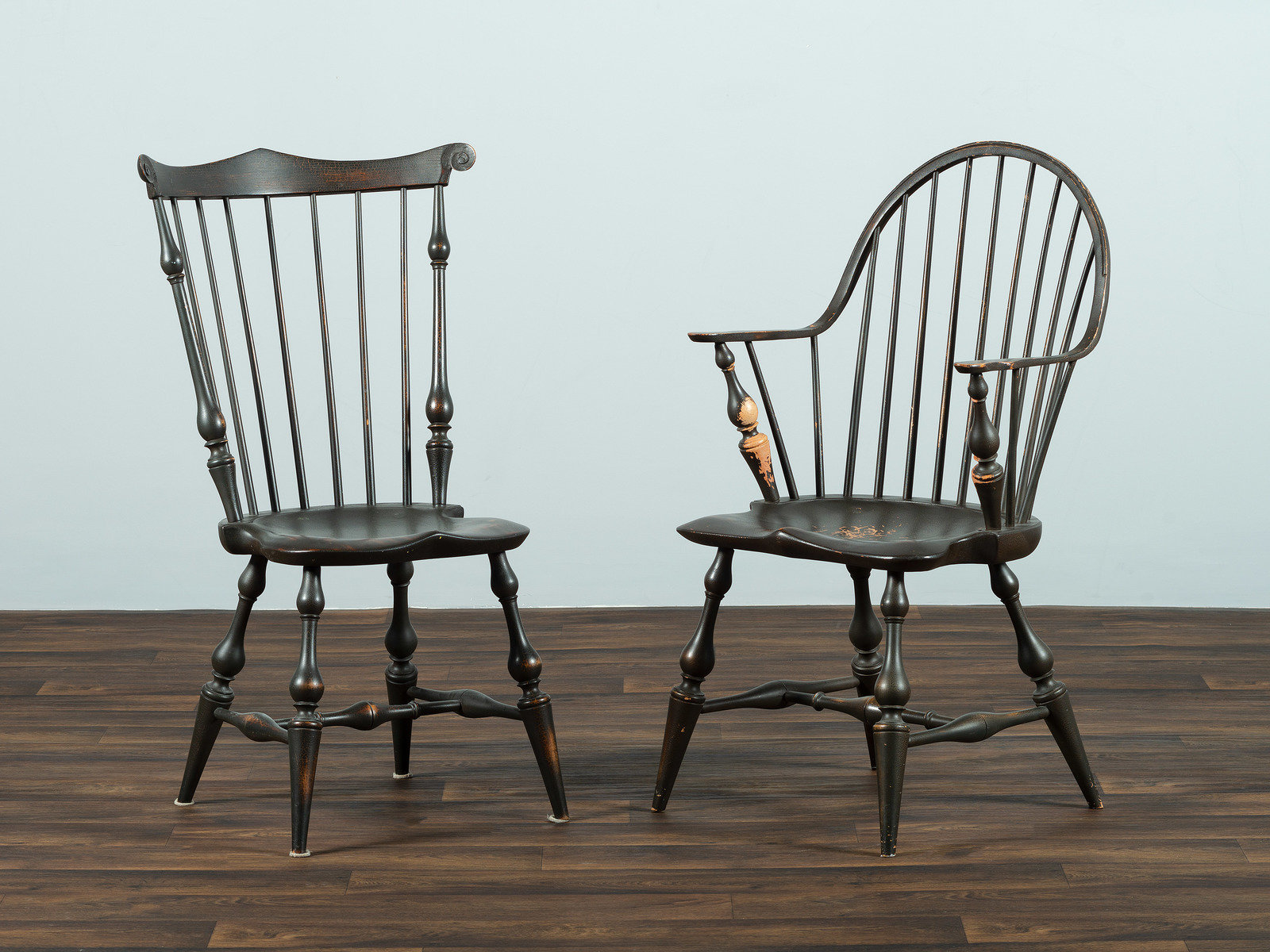 Appraisal: Two D R Dimes Black Painted Windsor Chairs New Hampshire