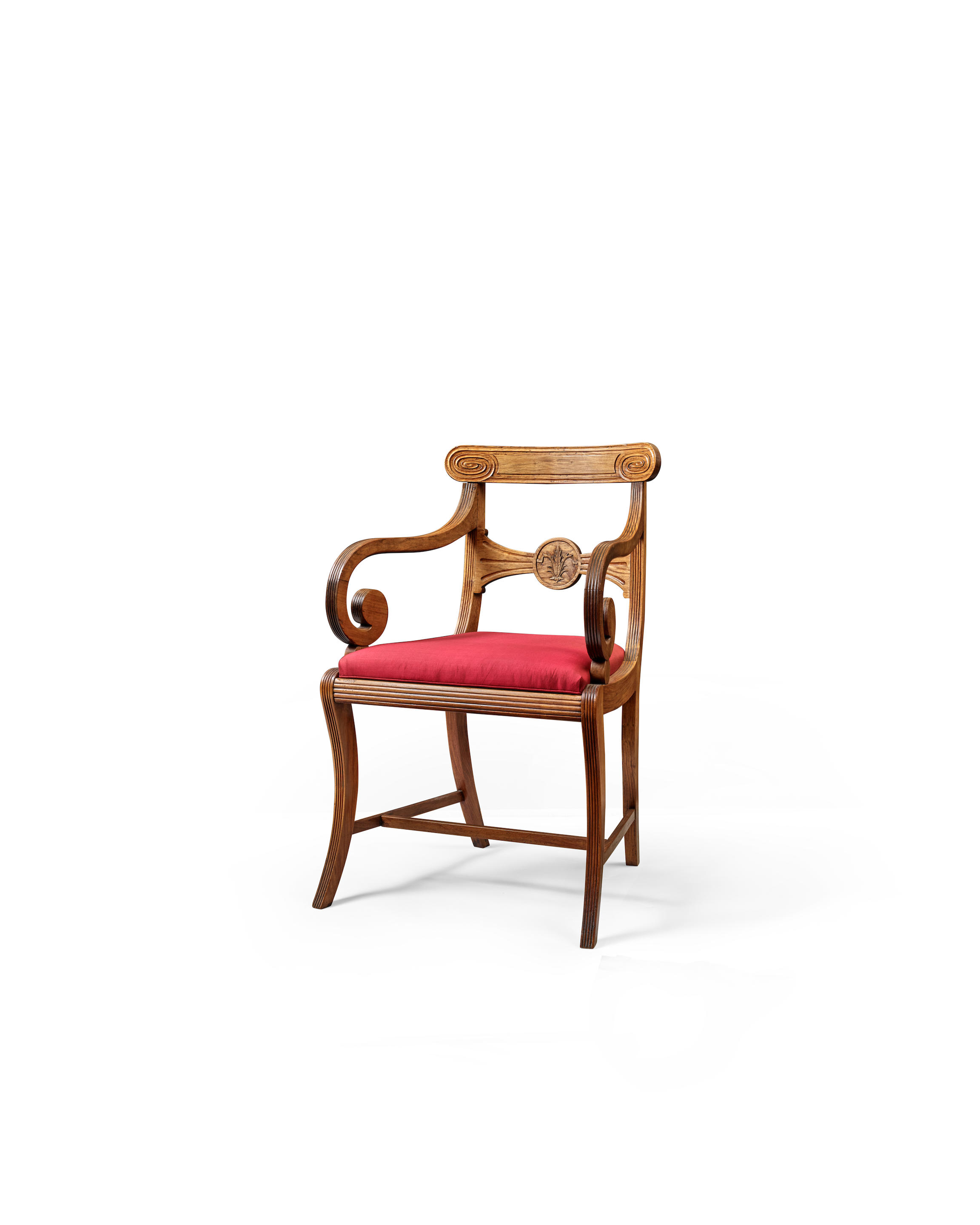 Appraisal: A CHINESE HUANGHUALI REGENCY-STYLE ARMCHAIR Circa With curved tablet top