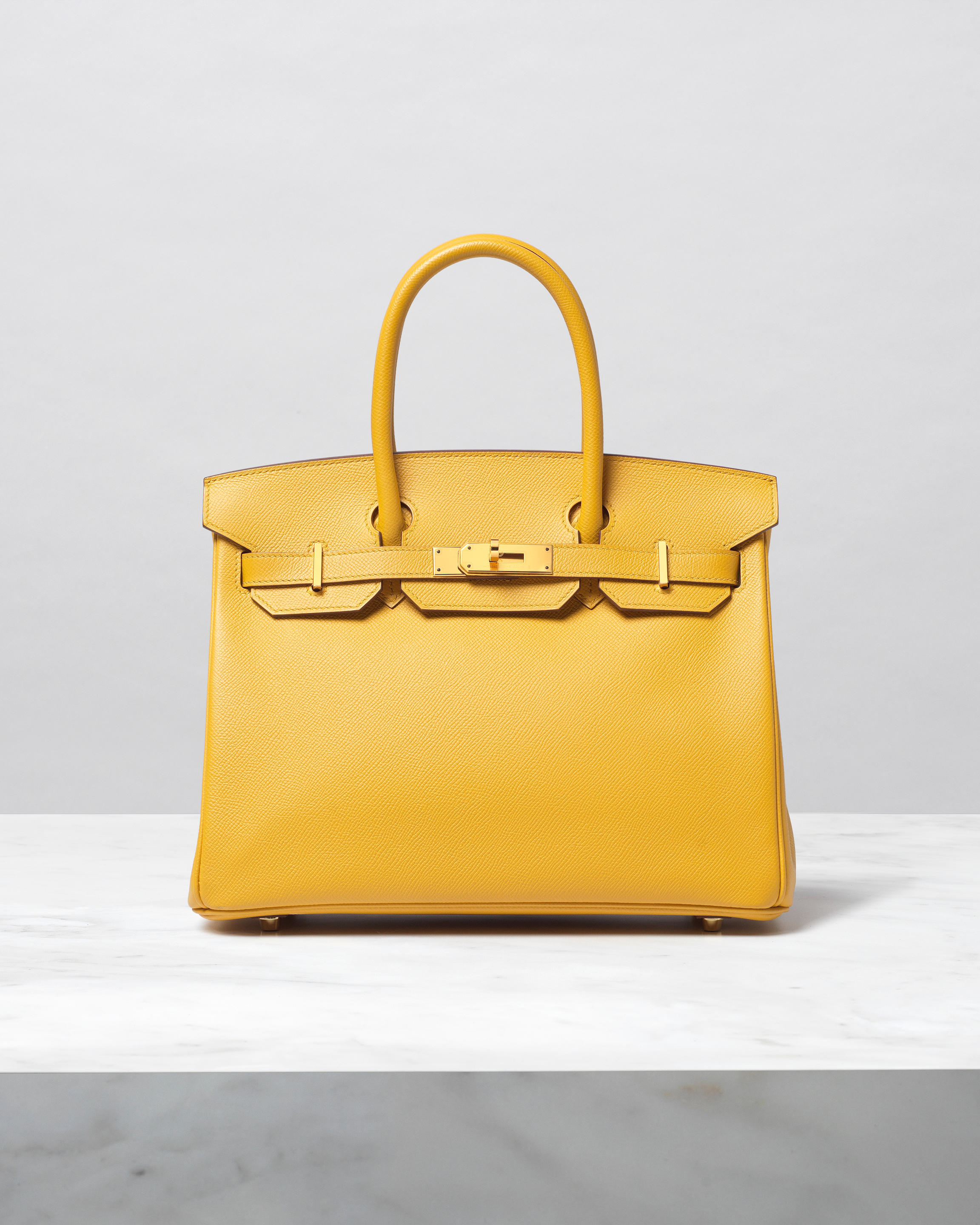 Appraisal: HERM S A JAUNE AMBRE EPSOM LEATHER BIRKIN Gold hardware