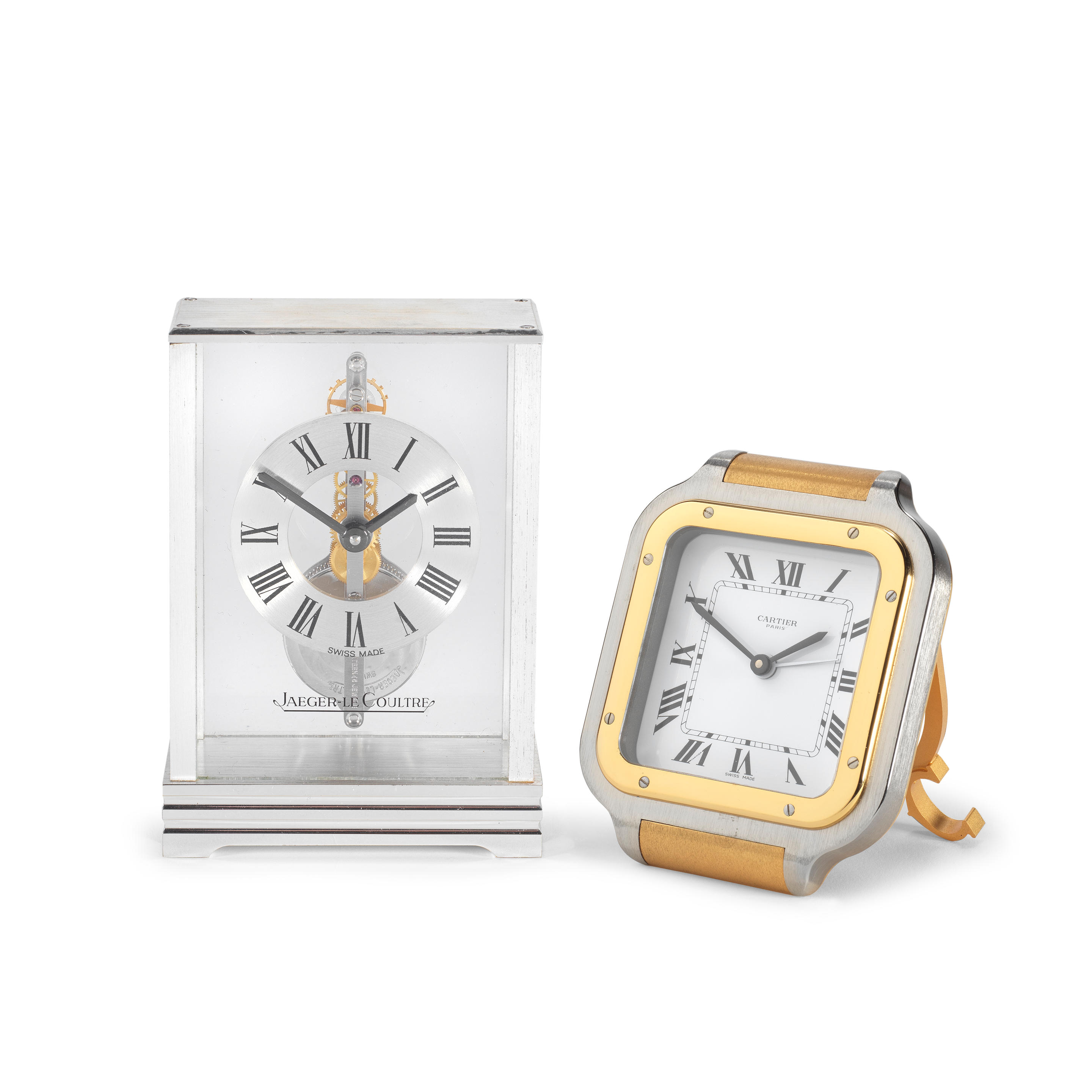 Appraisal: CARTIER AND JAEGER-LECOULTRE A LOT OF TWO CLOCKS Comprising a