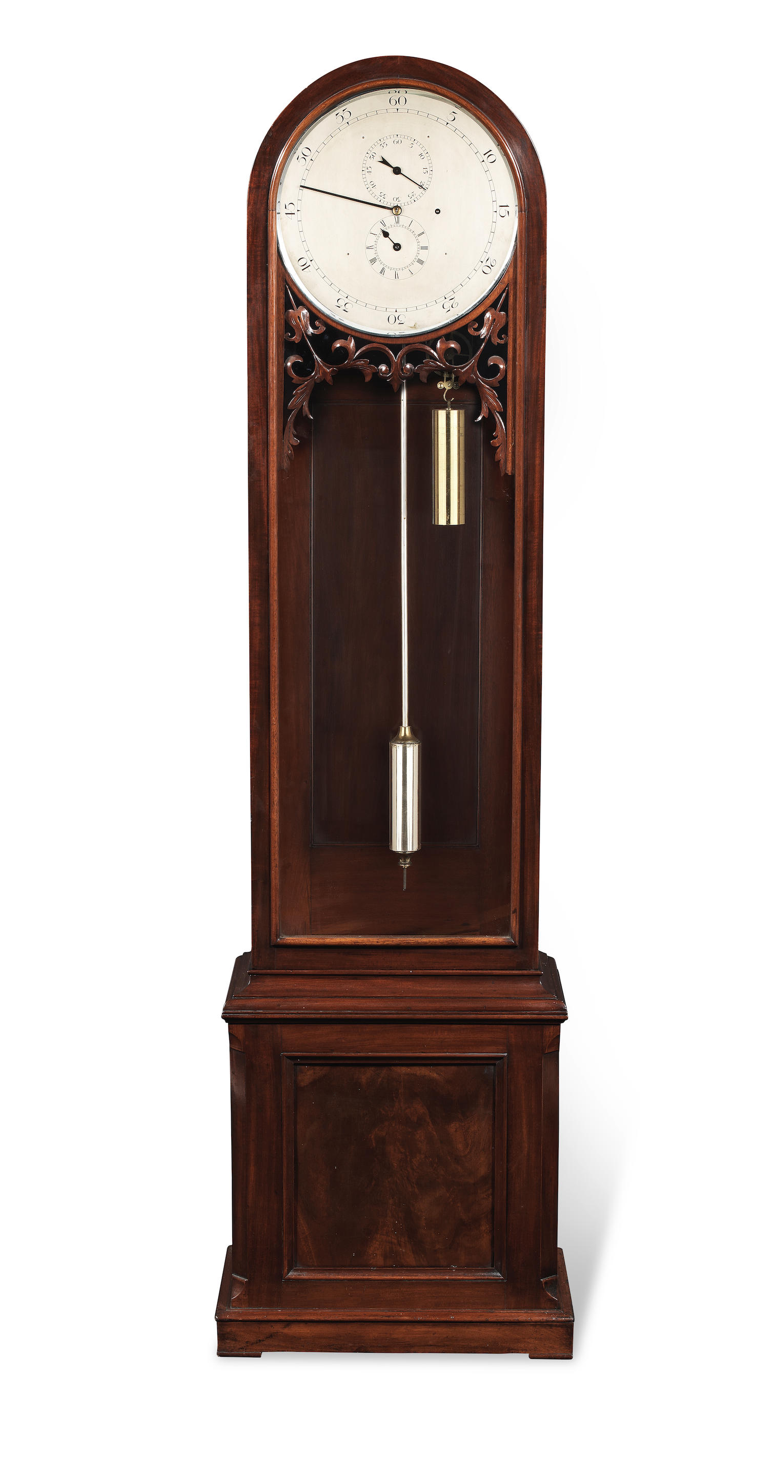 Appraisal: A MID TH CENTURY SCOTTISH MAHOGANY LONGCASE REGULATOR CLOCK the