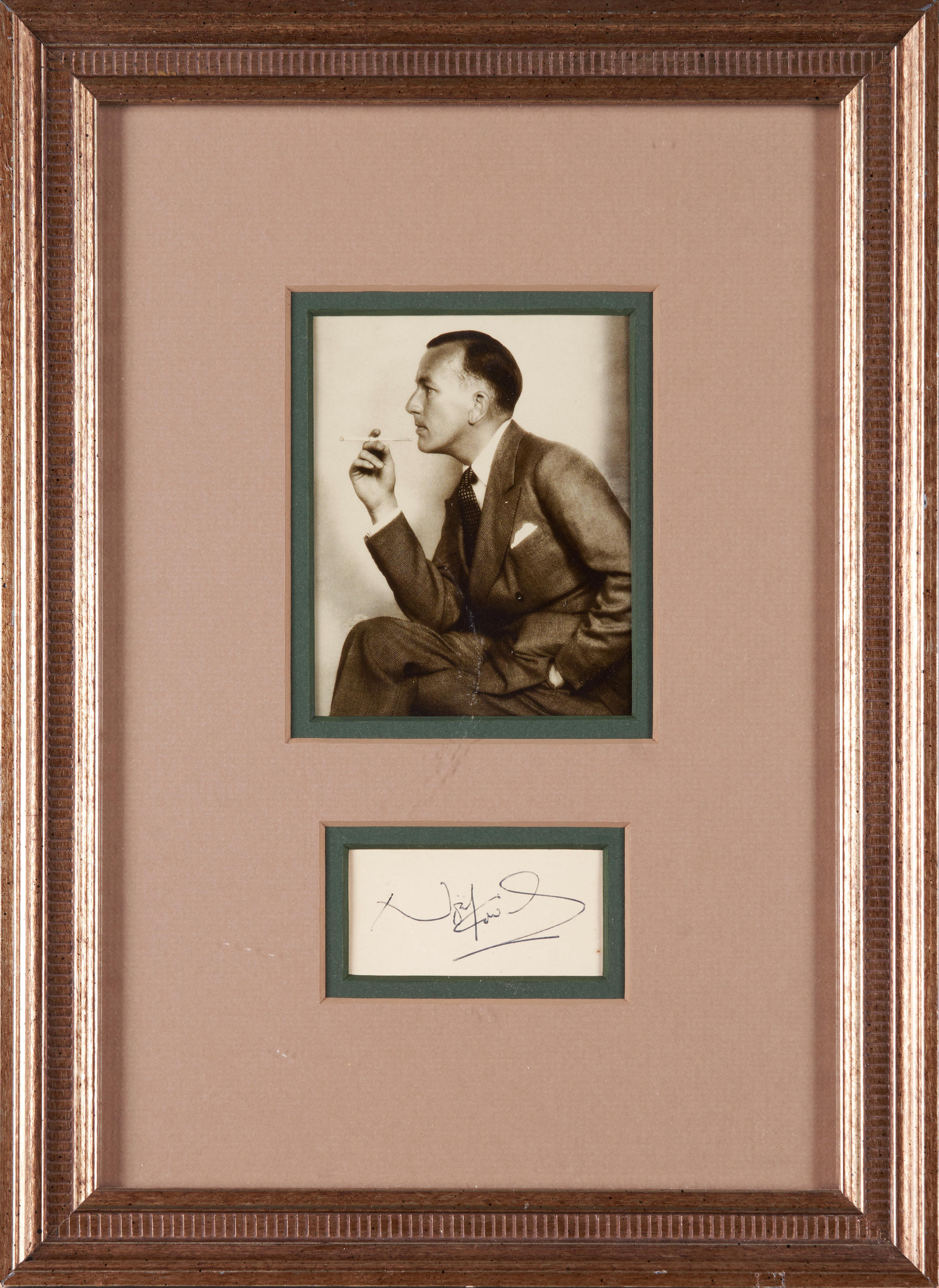 Appraisal: COWARD NOEL - Signed card bold signature in ink matted