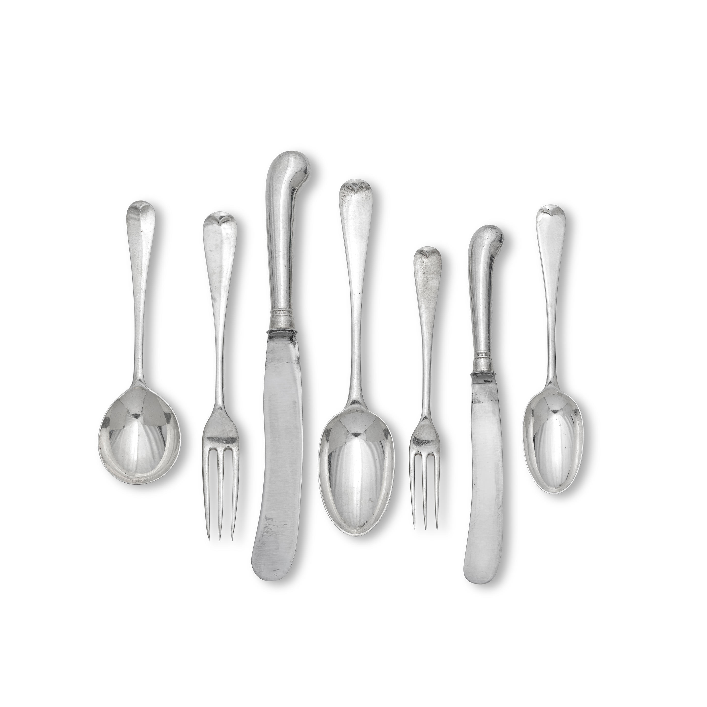 Appraisal: A SILVER HANOVERIAN TABLE SERVICE OF FLATWARE D J Wellby