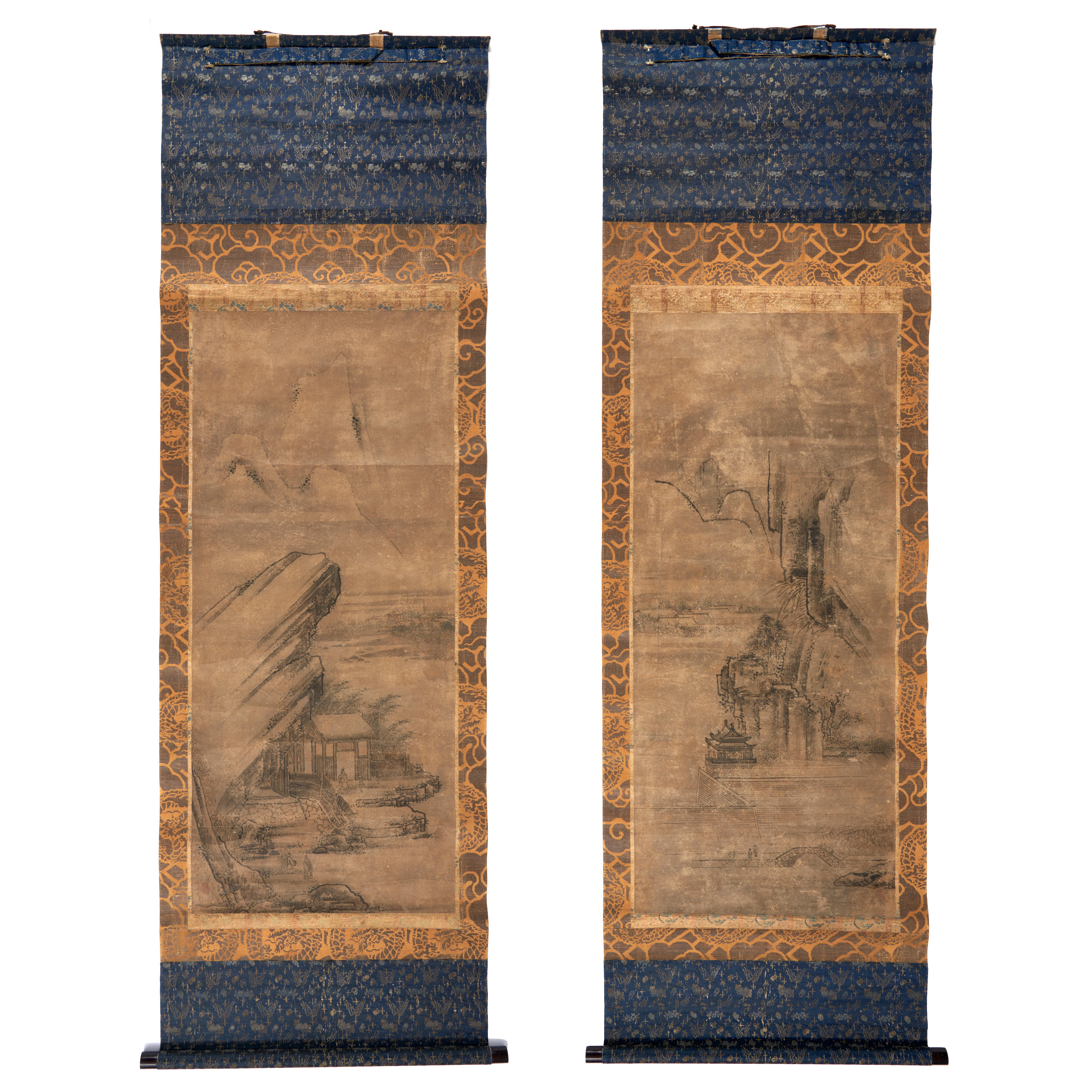 Appraisal: A PAIR OF HANGING SCROLLS DEPICTING LANDSCAPES Japan after Kano