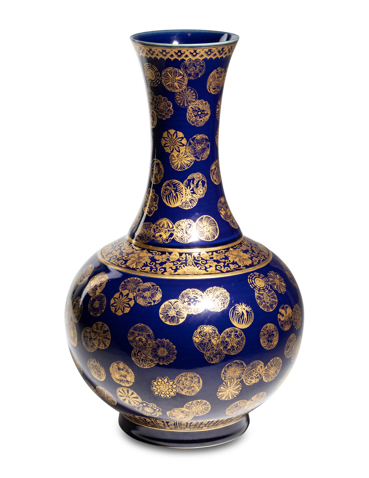 Appraisal: A Gilt Decorated Powder Blue Ground Porcelain Vase Shangping GUANGXU