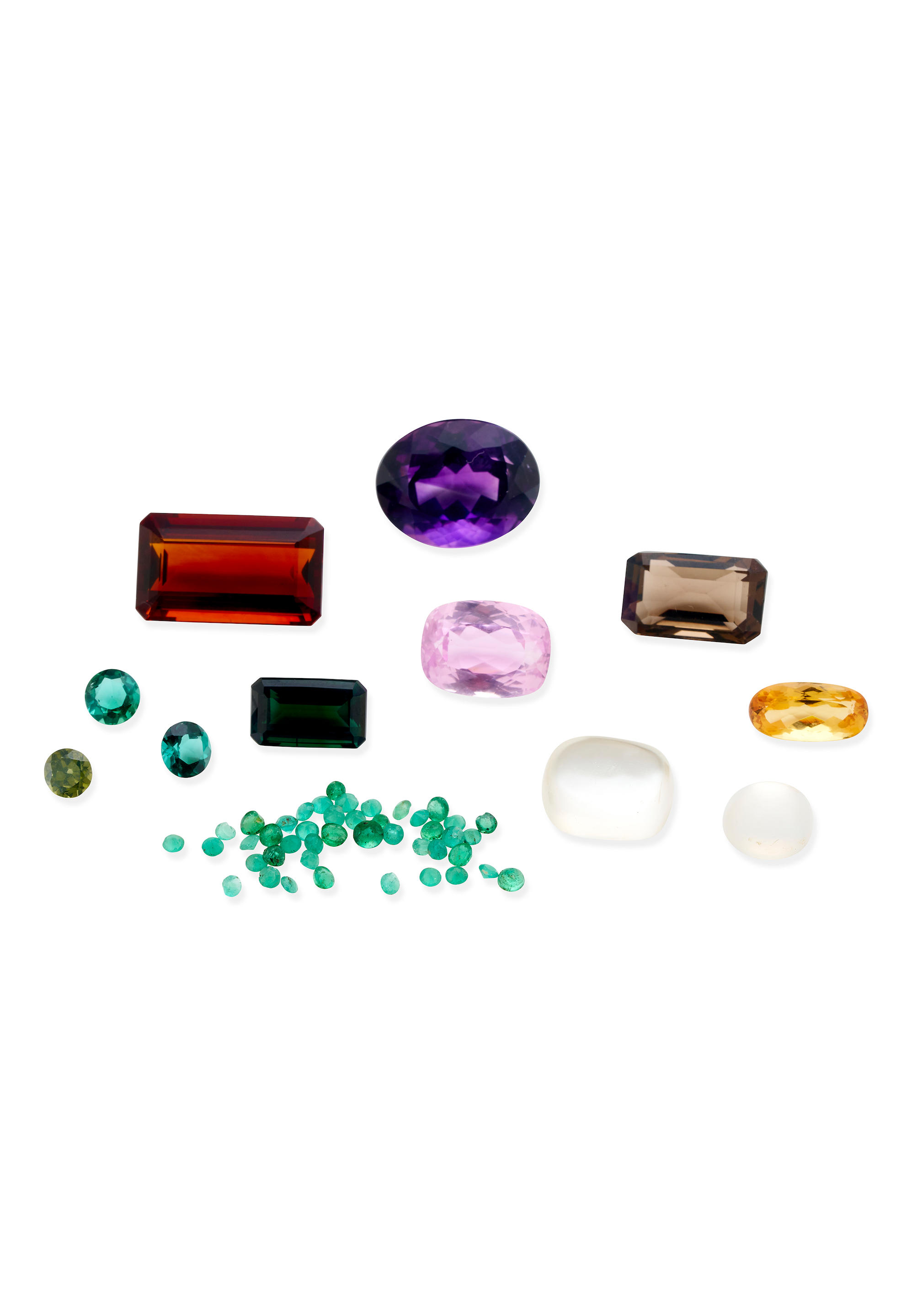 Appraisal: A COLLECTION OF UNMOUNTED GEMSTONES including - two circular cut