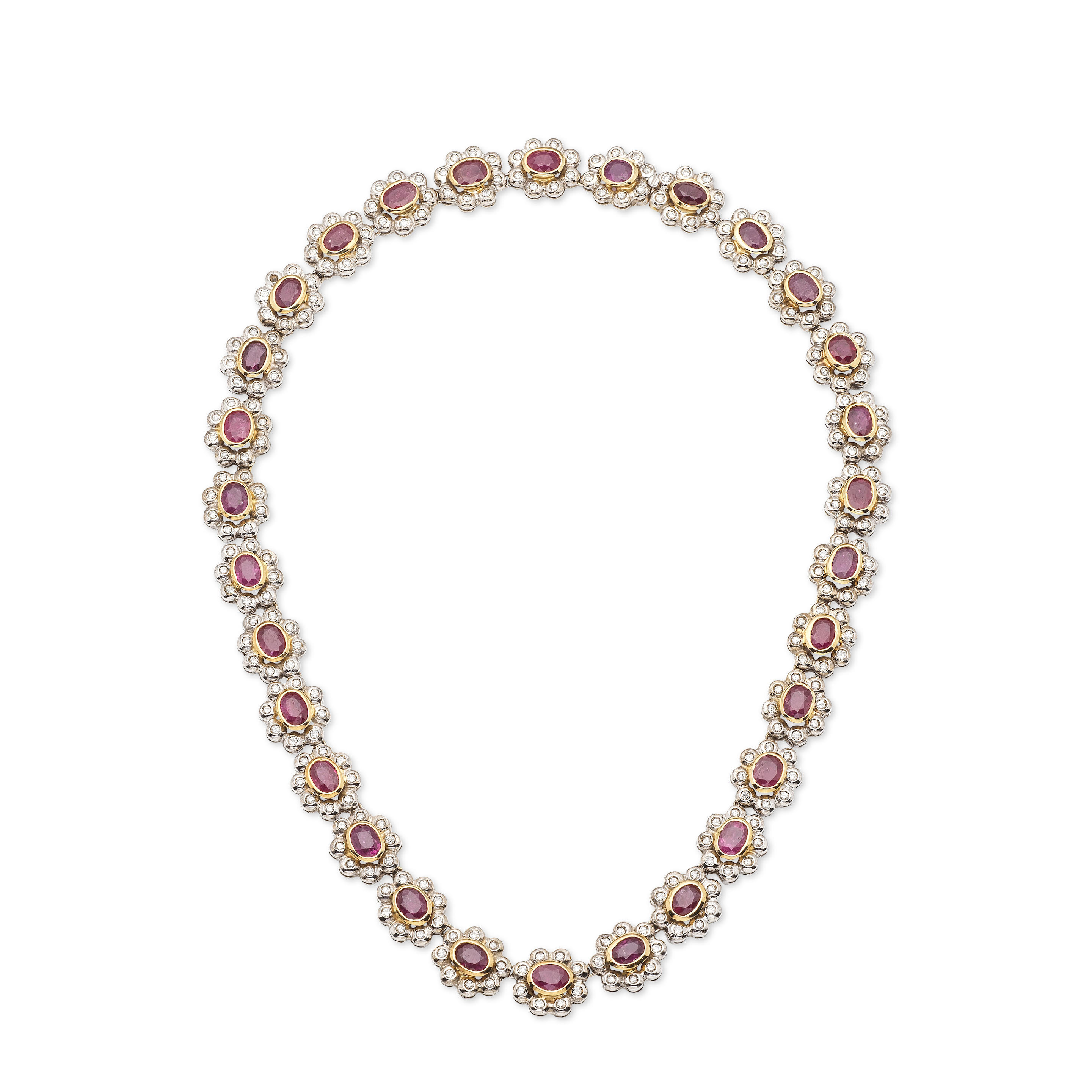 Appraisal: RUBY AND DIAMOND NECKLACE COLLIER RUBIS ET DIAMANTS French import