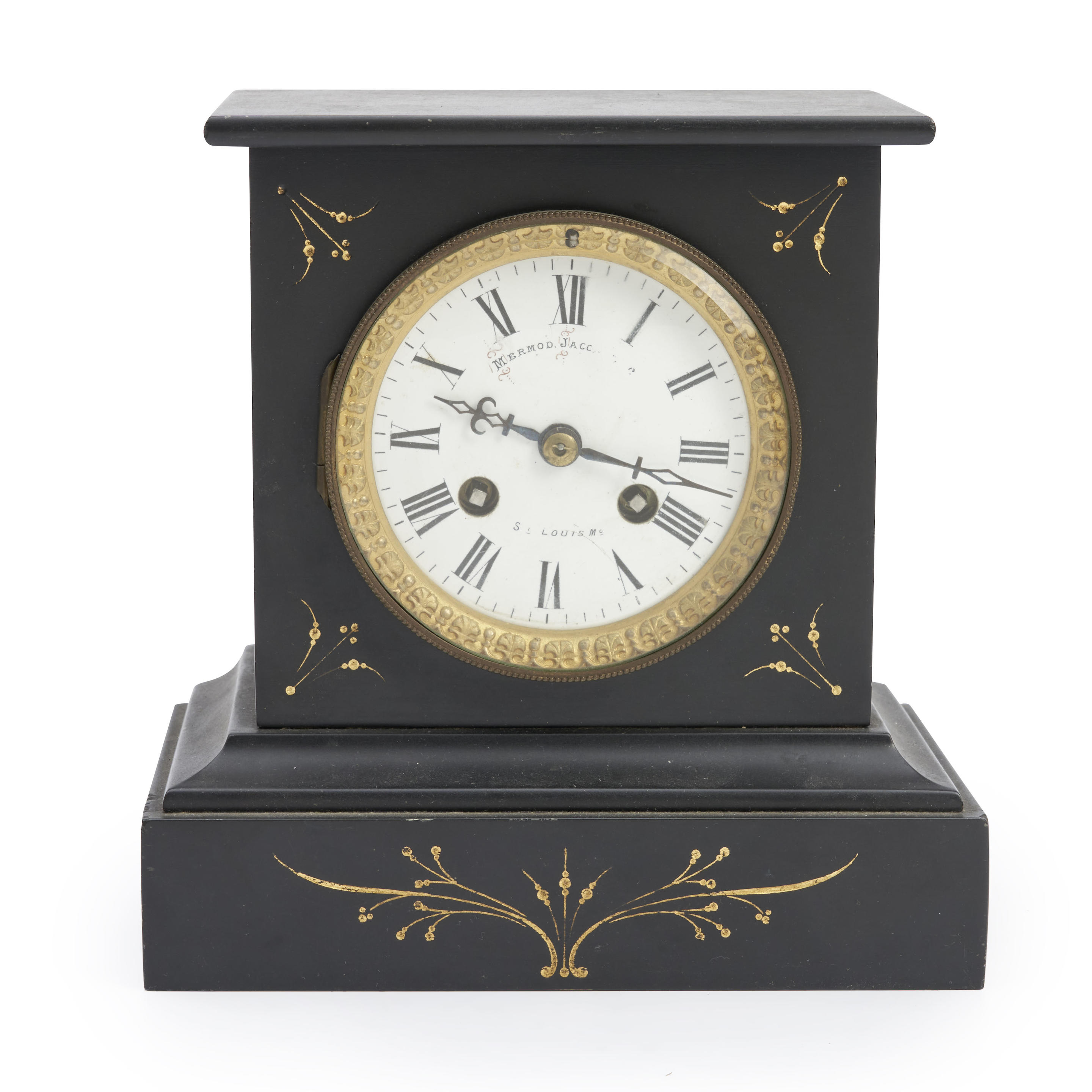 Appraisal: MERMOD JACCARD CO SLATE MANTLE CLOCK the enameled dial with