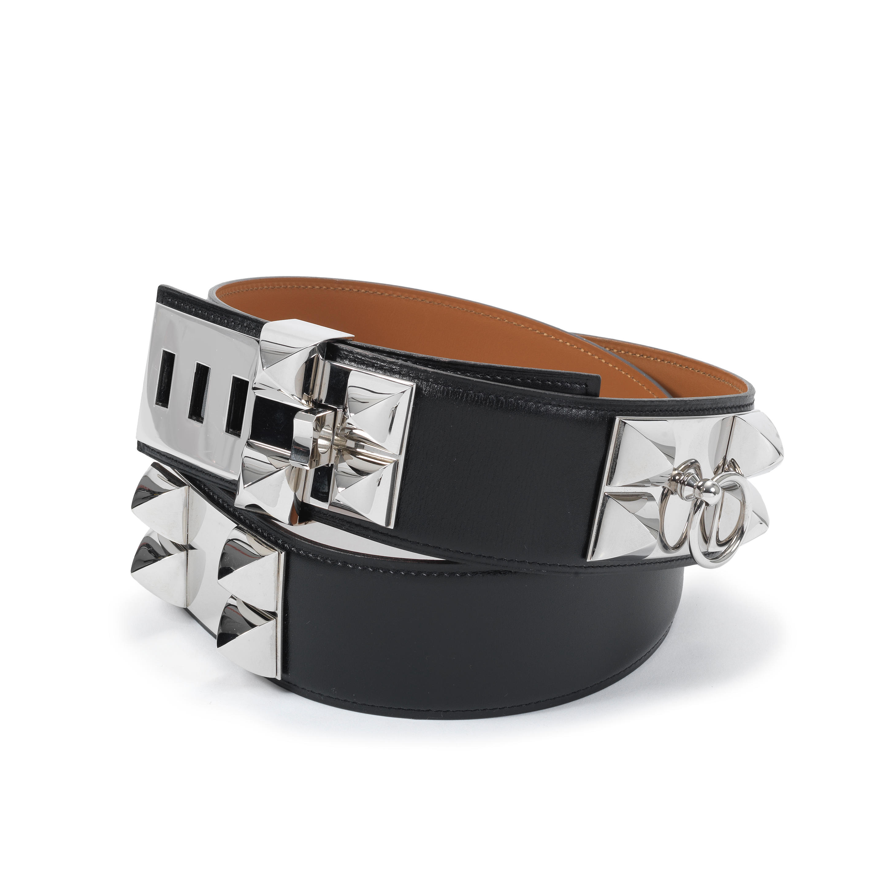 Appraisal: HERM S A BLACK COLLIER DE CHIEN BELT Black Box