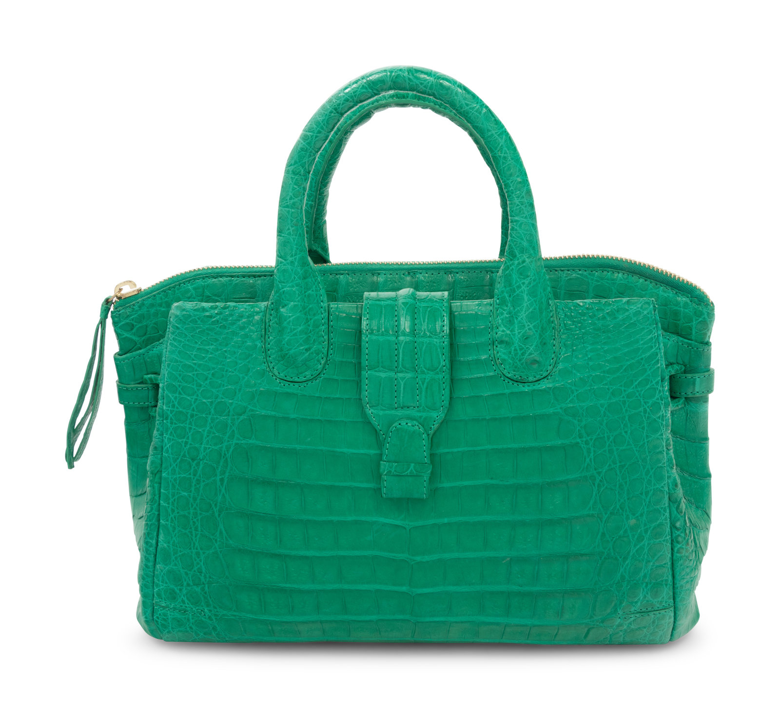 Appraisal: Nancy Gonzalez Crocodile Hand Bag Green crocodile skin three compartment