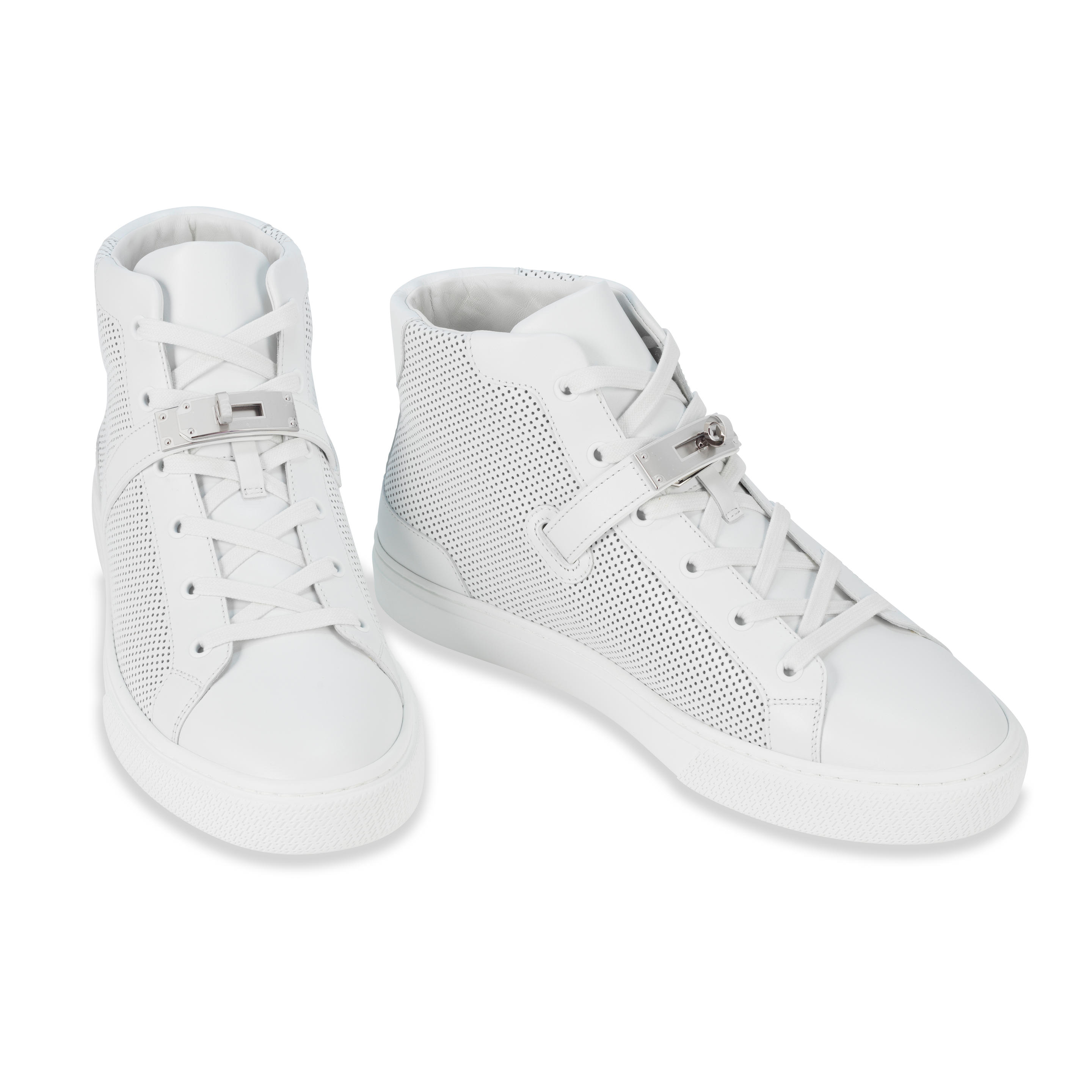 Appraisal: HERM S A PAIR OF MEN'S WHITE PERFORATED DAYDREAM SNEAKERS