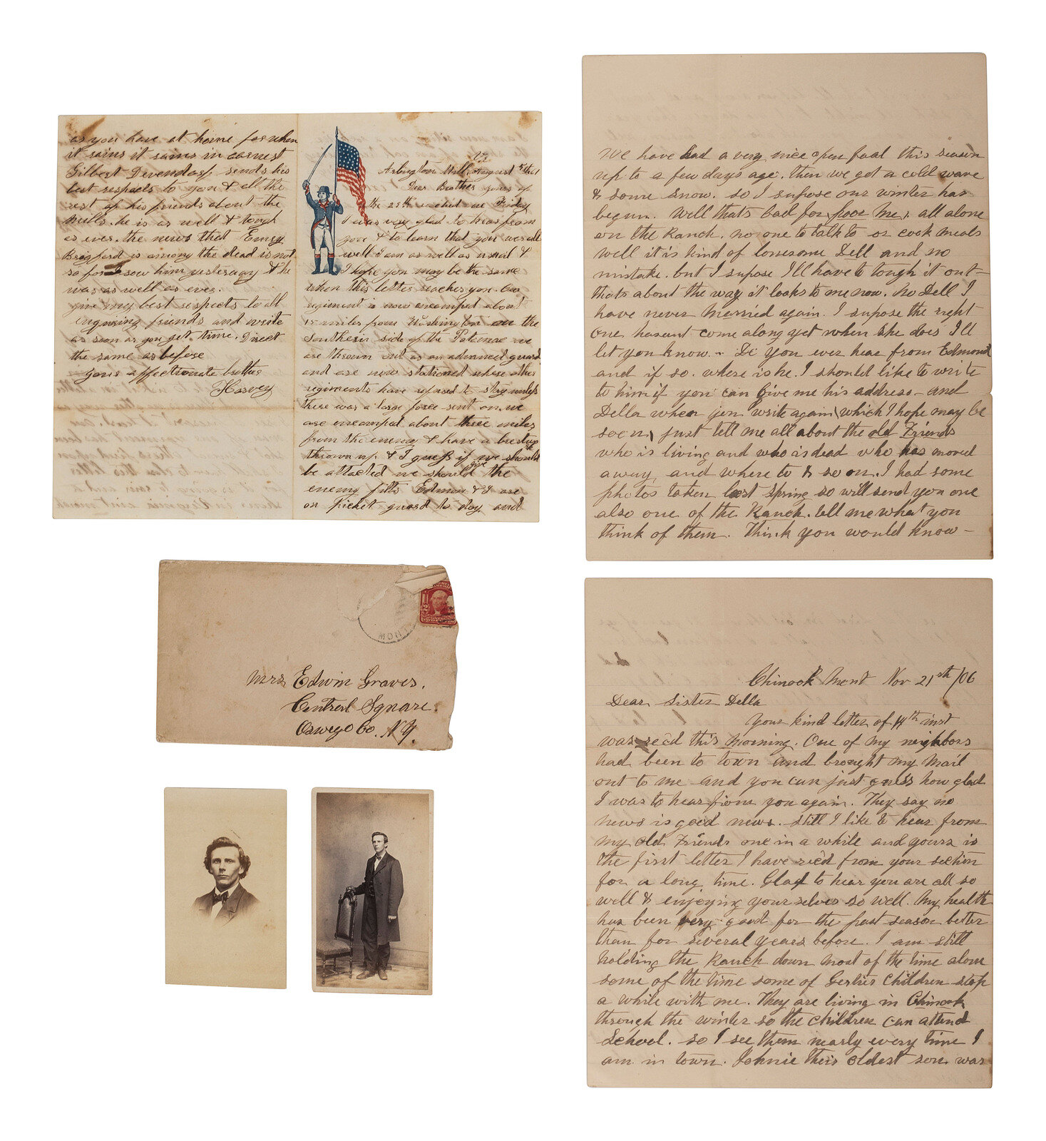 Appraisal: CIVIL WAR Small archive of letters and photographs related to