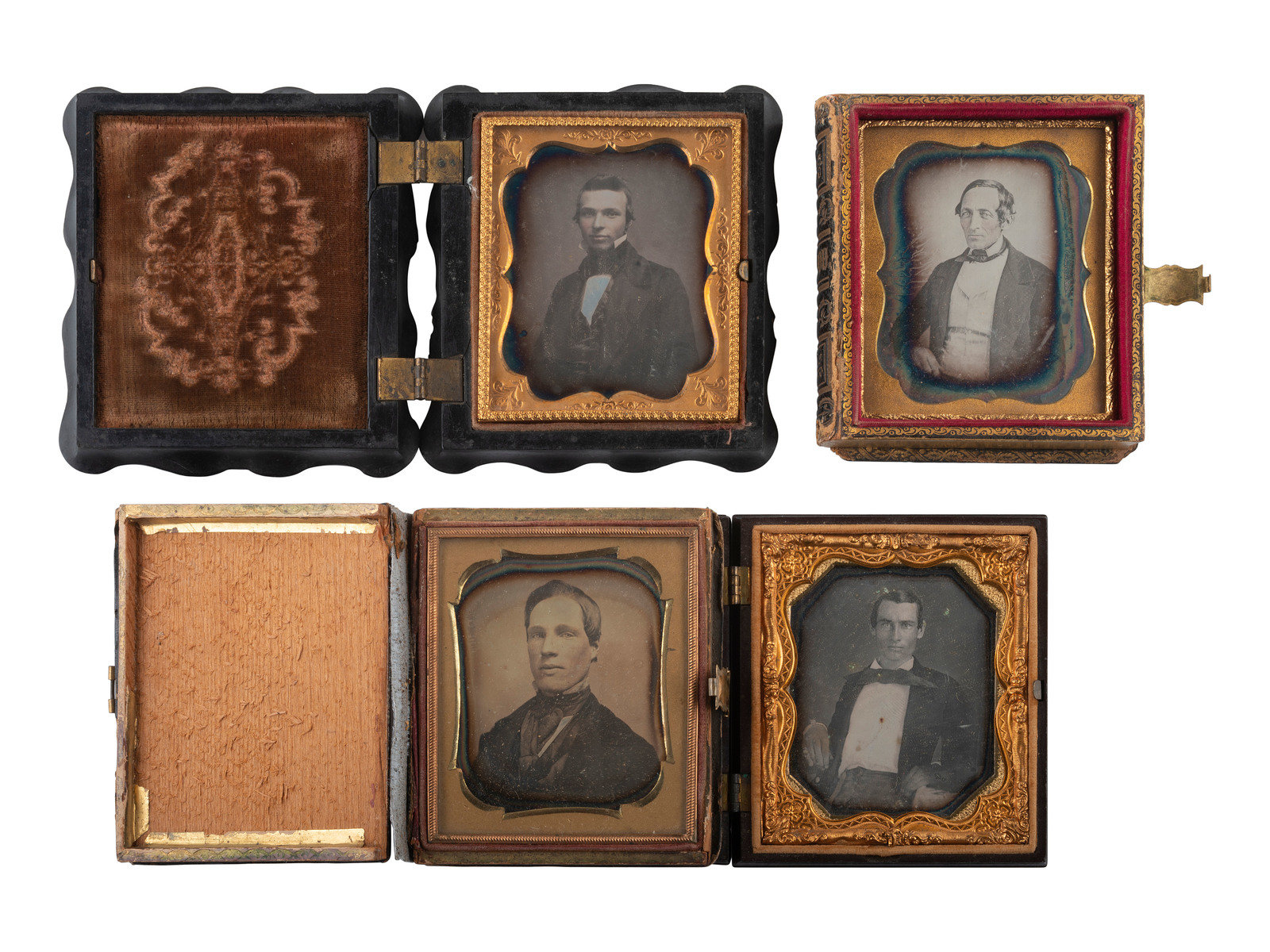 Appraisal: EARLY PHOTOGRAPHY sixth plate daguerreotypes of men and women KEENAN