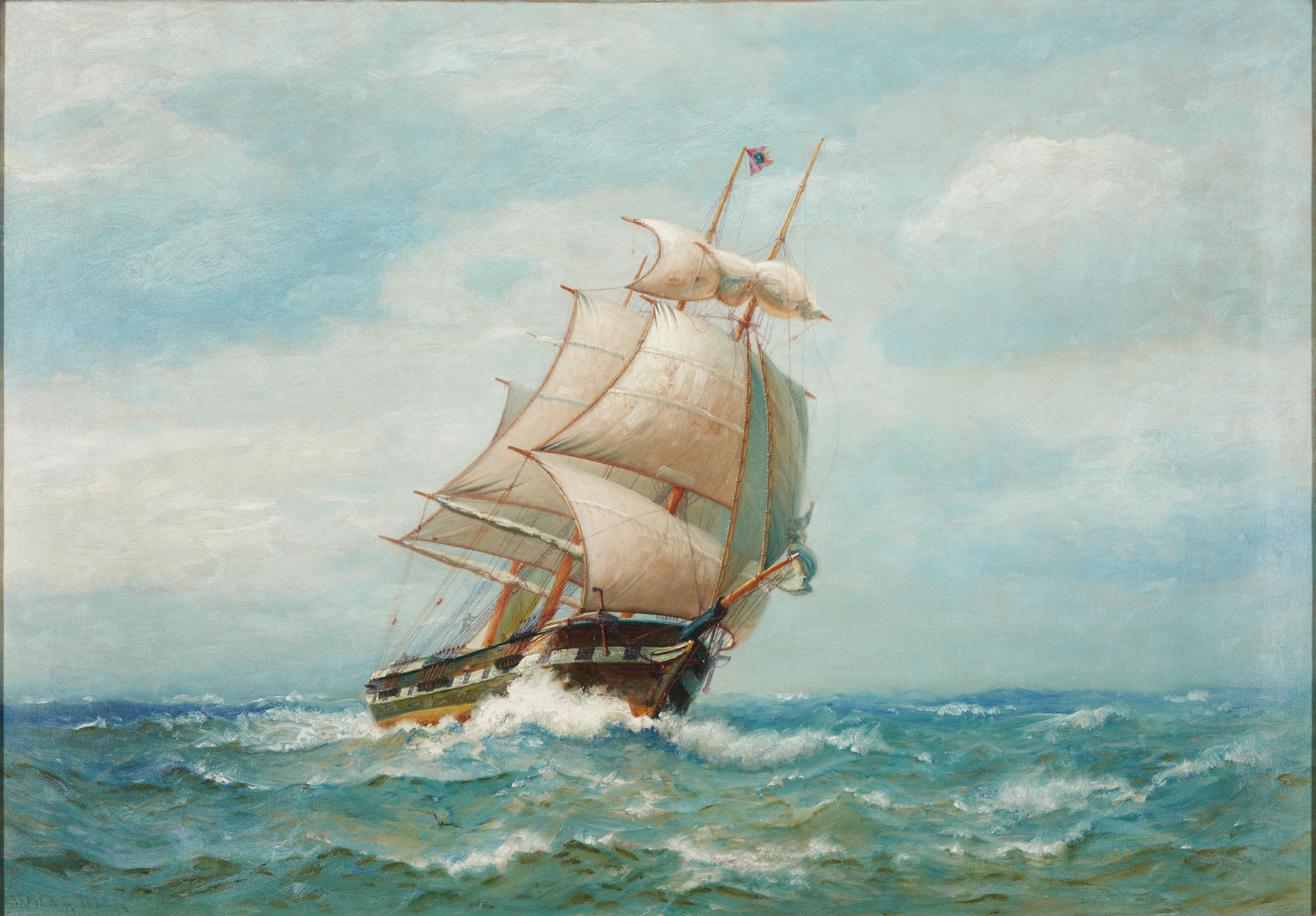 Appraisal: JAMES GALE TYLER AMERICAN - Under Full Sail signed 'JAMES