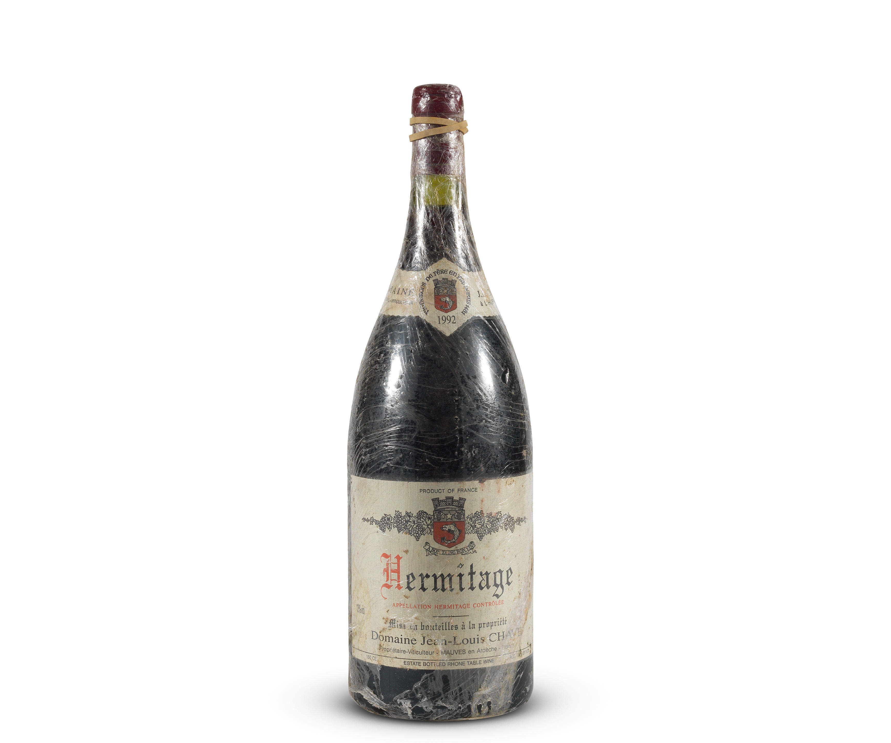 Appraisal: HERMITAGE JEAN-LOUIS CHAVE MAGNUM Hermitage Jean-Louis Chave bin-soiled damp-stained label