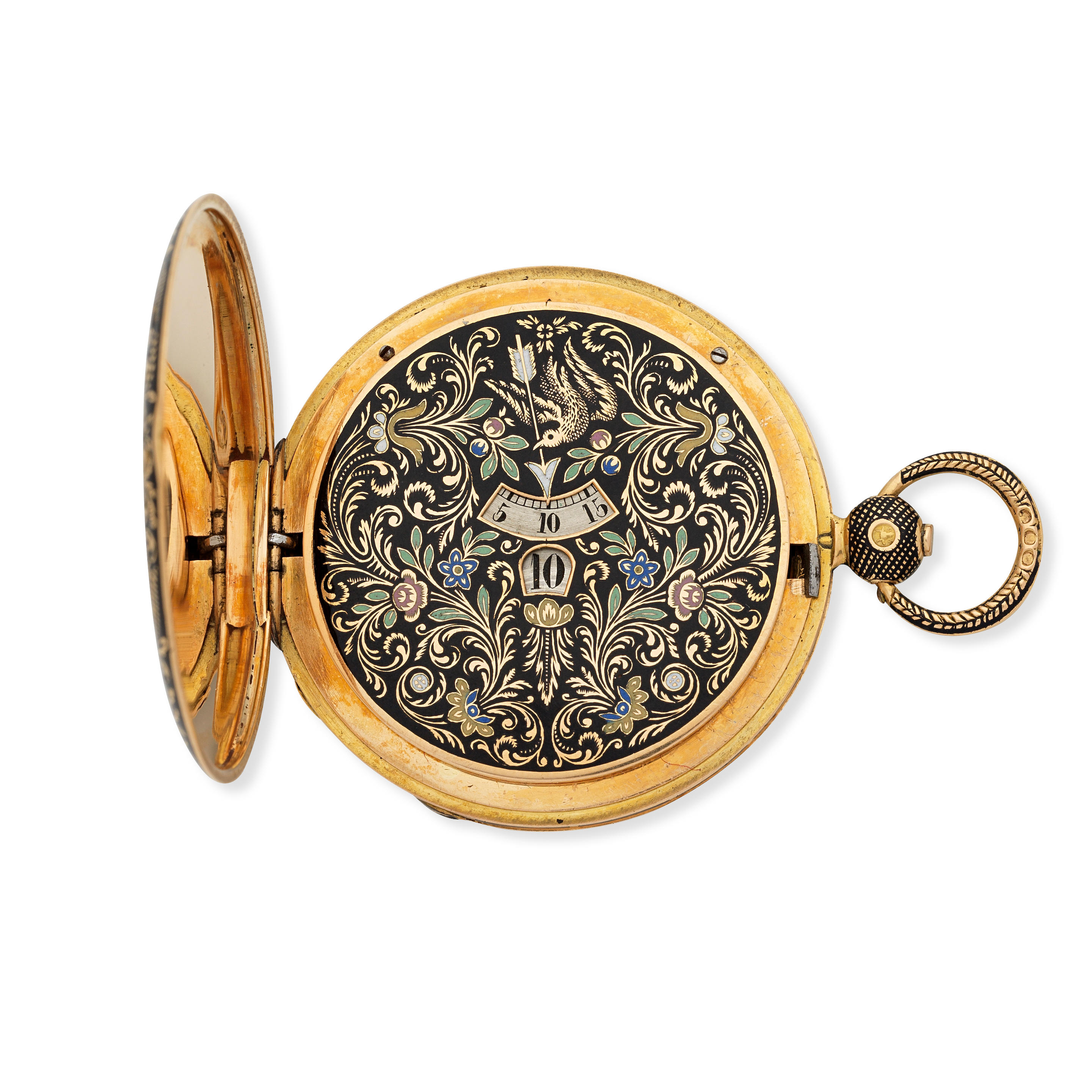 Appraisal: A CONTINENTAL GOLD AND ENAMEL KEY WIND FULL HUNTER JUMP