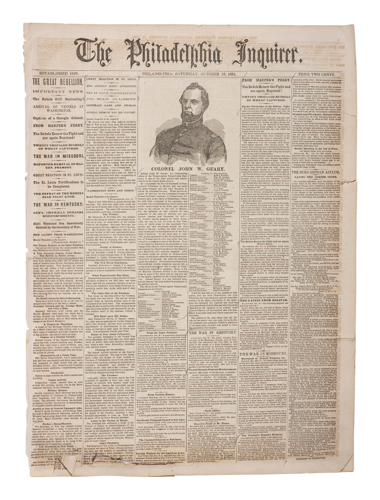 Appraisal: CIVIL WAR issues of the Philadelphia Inquirer New York Herald