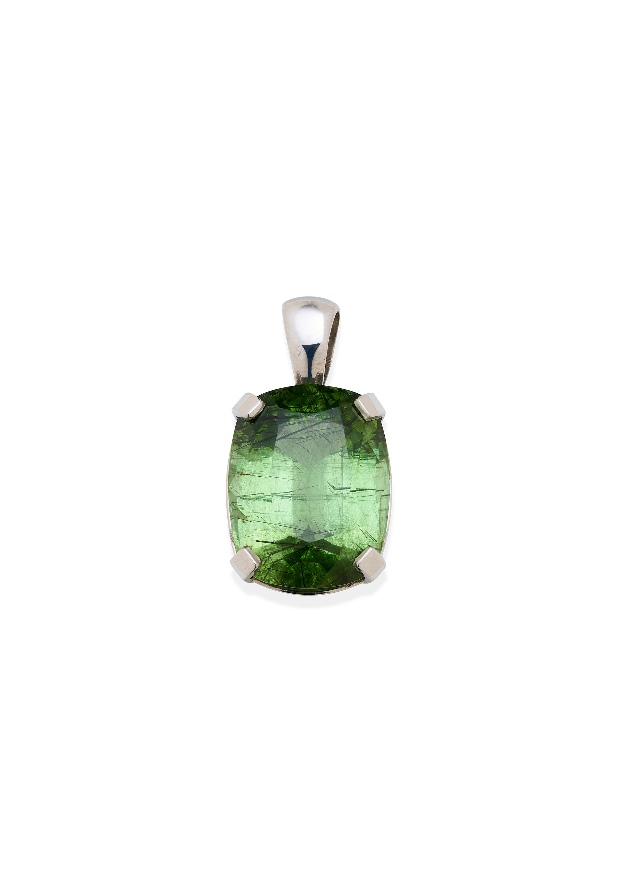 Appraisal: PERIDOT PENDANT The cushion shaped peridot estimated weight carats within