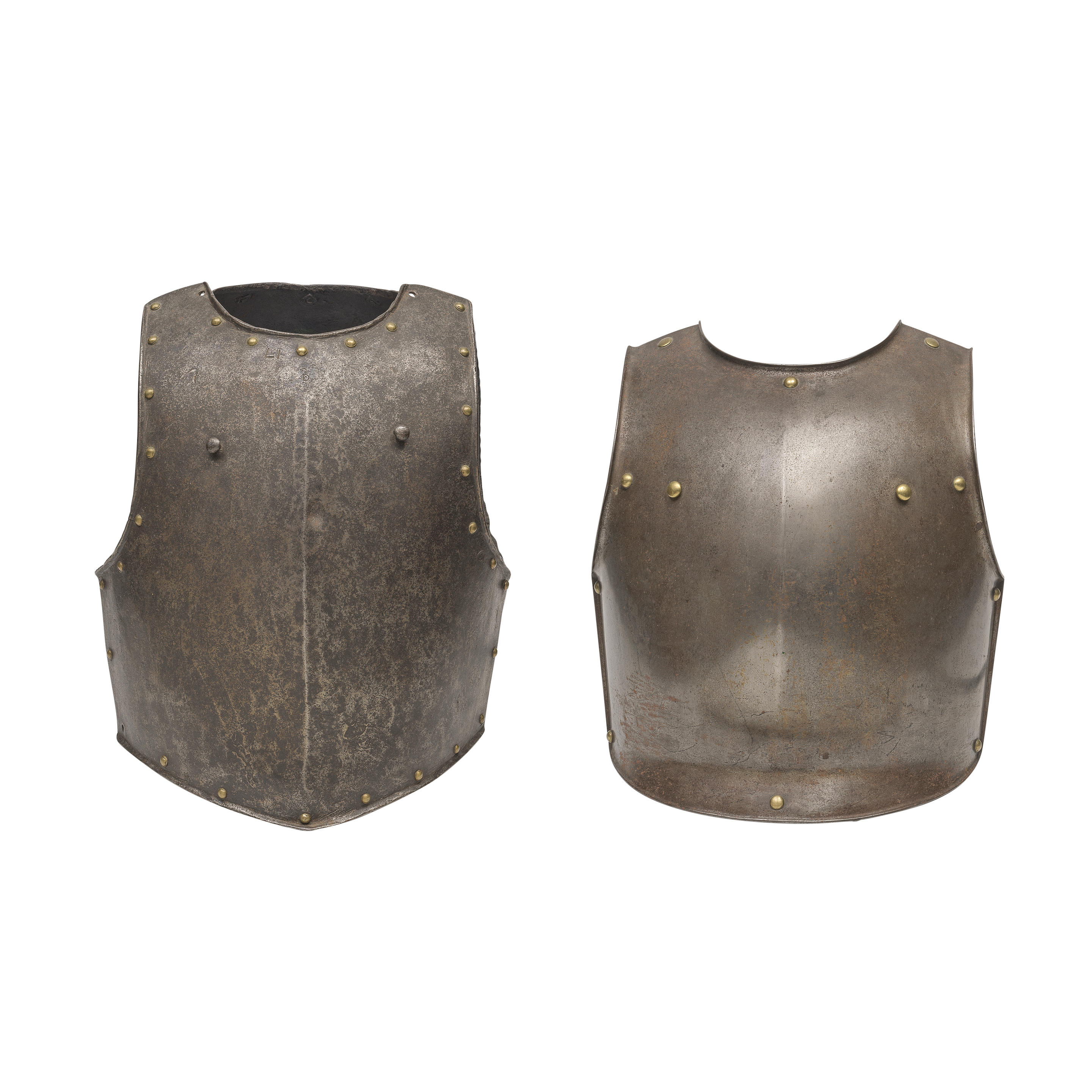 Appraisal: A CONTINENTAL SHOT-PROOF BREAST- AND BACK-PLATE OF SIEGE WEIGHT EARLY