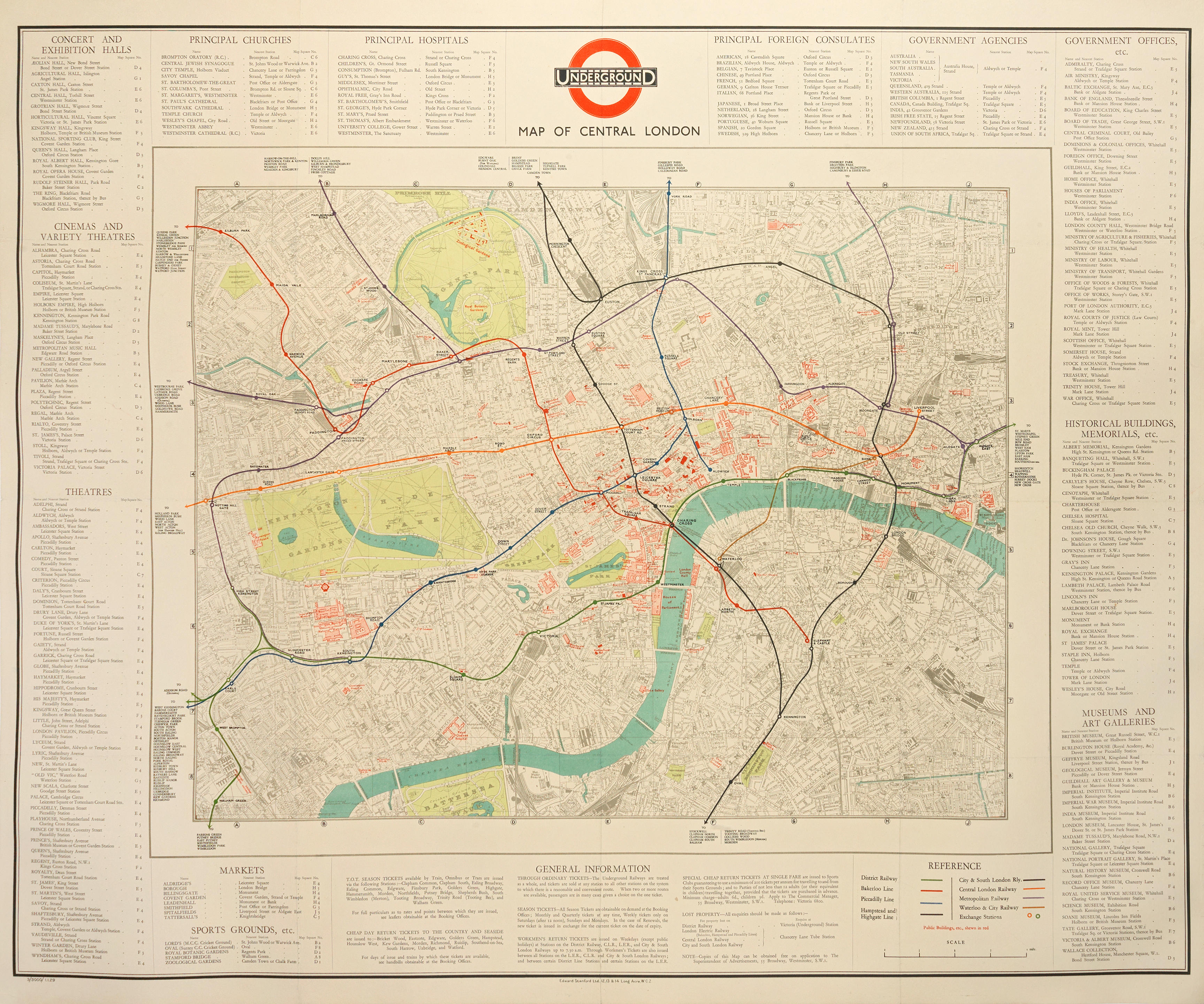 Appraisal: ANONYMOUS LONDON UNDERGROUND Map of Central London offset lithographic poster