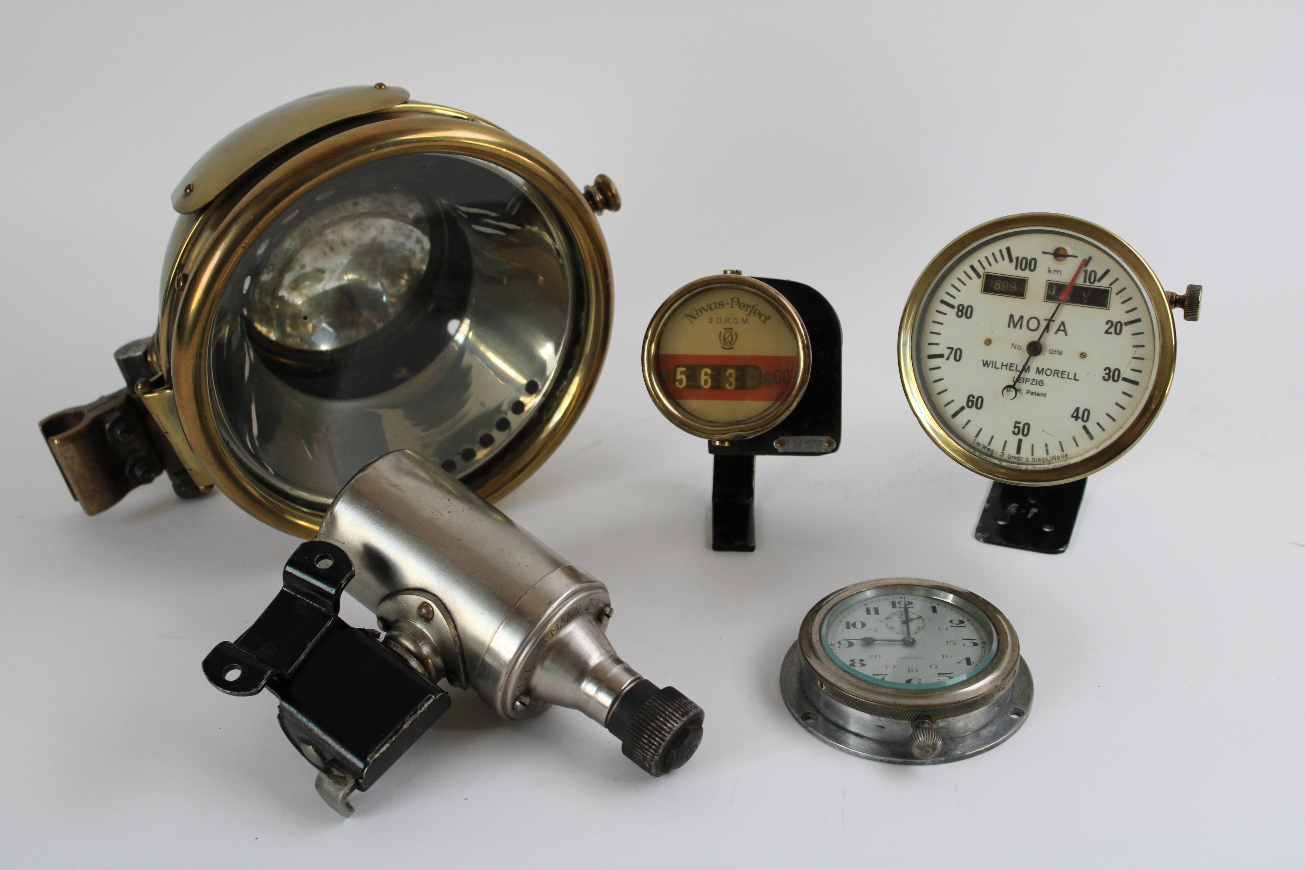 Appraisal: ASSORTED AUTOMOBILIA comprising two acetylene spot-lamps one marked Lucidus Paris