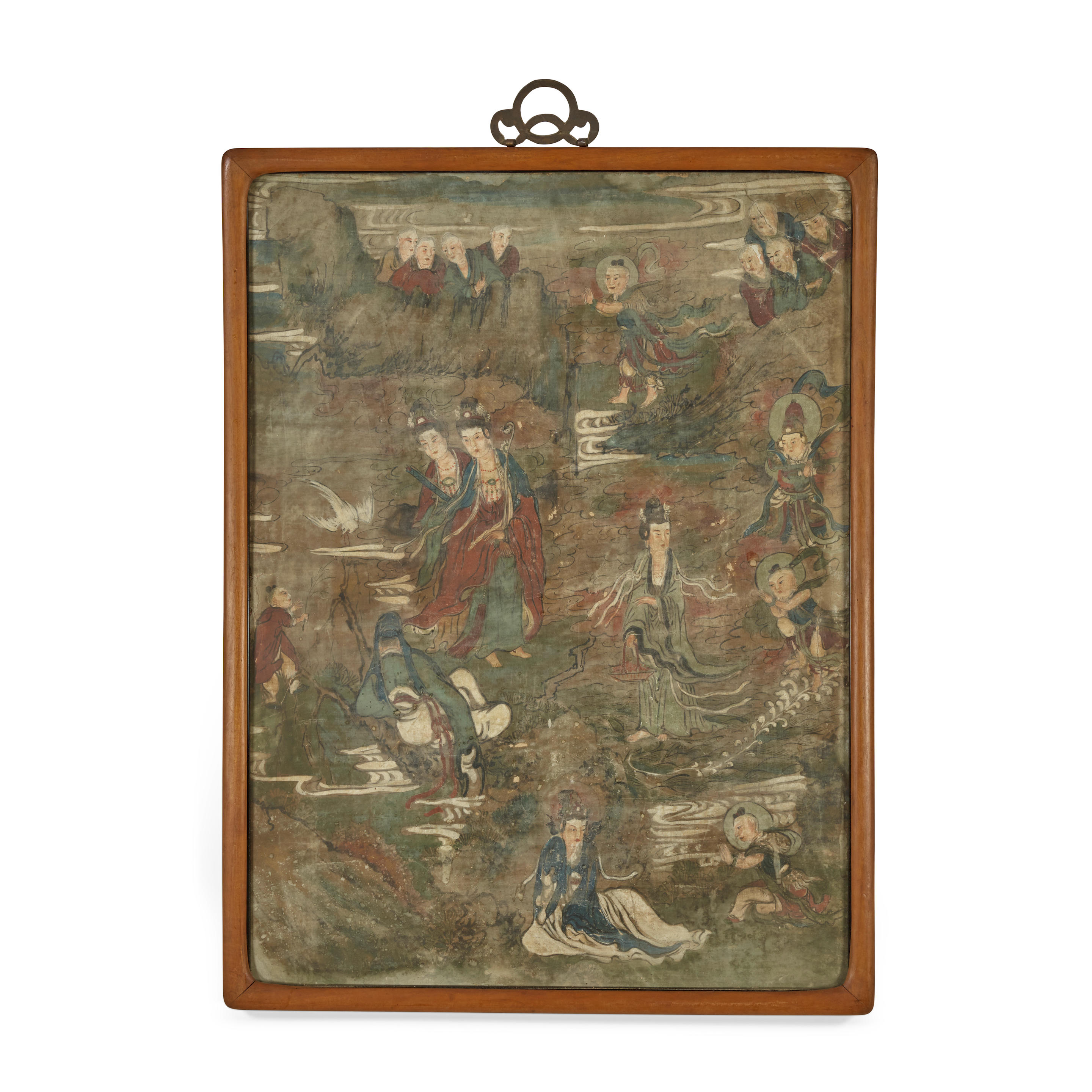 Appraisal: A POLYCRHOME FRESCO OF IMMORTALS Late Qing dynasty early Republic