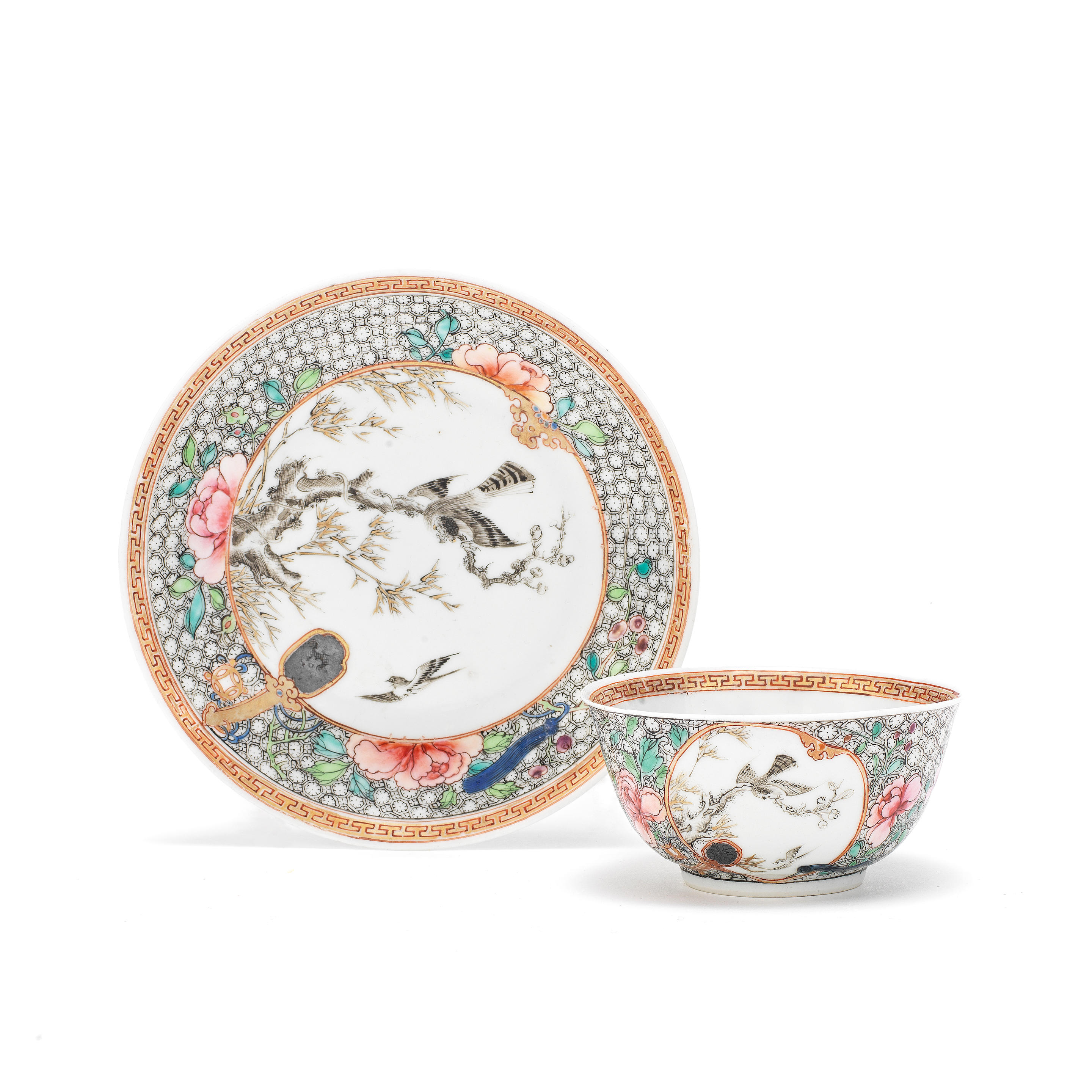 Appraisal: A FAMILLE ROSE TEA CUP AND SAUCER Yongzheng The saucer