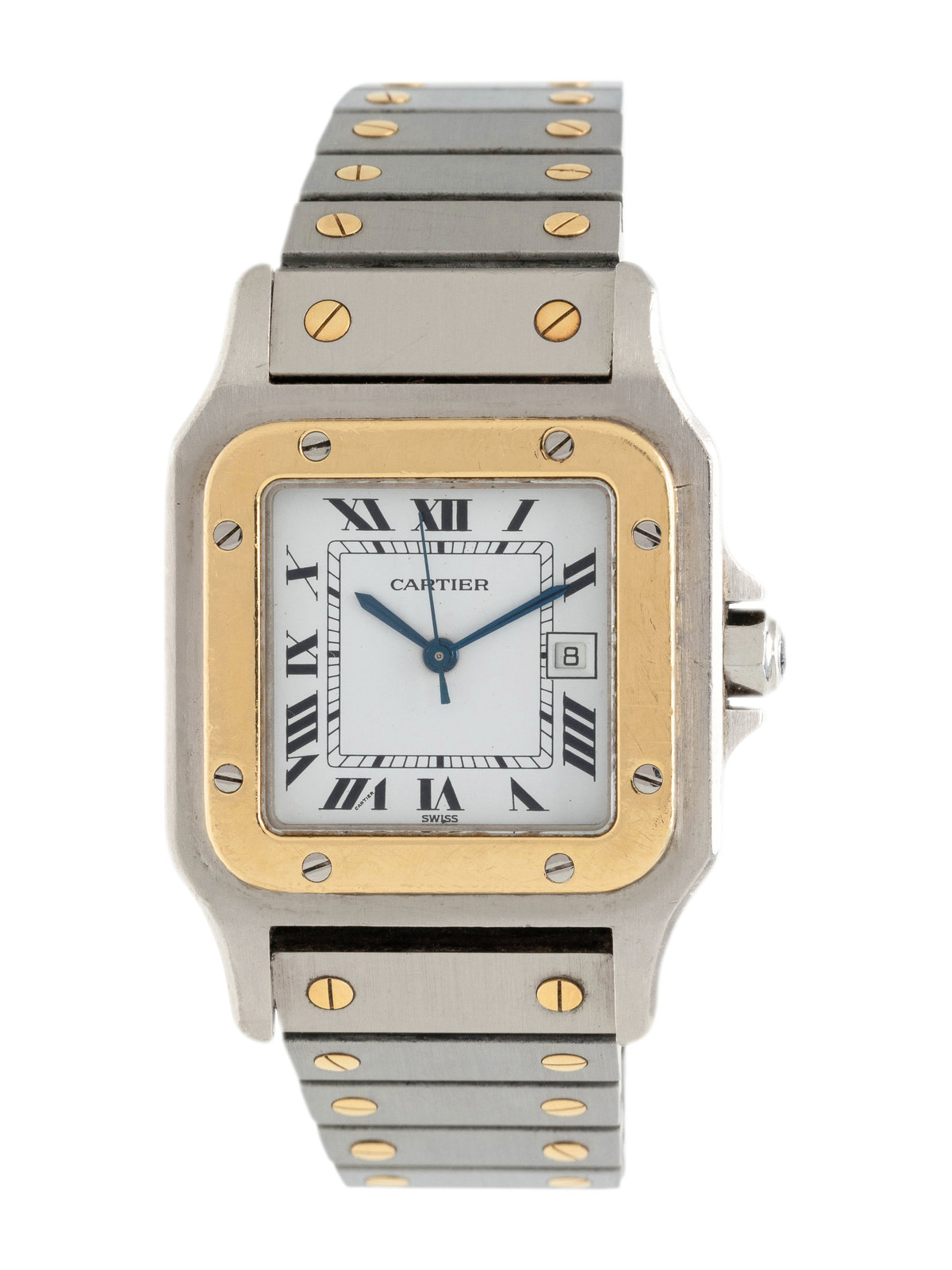 Appraisal: CARTIER STAINLESS STEEL AND K YELLOW GOLD 'SANTOS' WRISTWATCH x