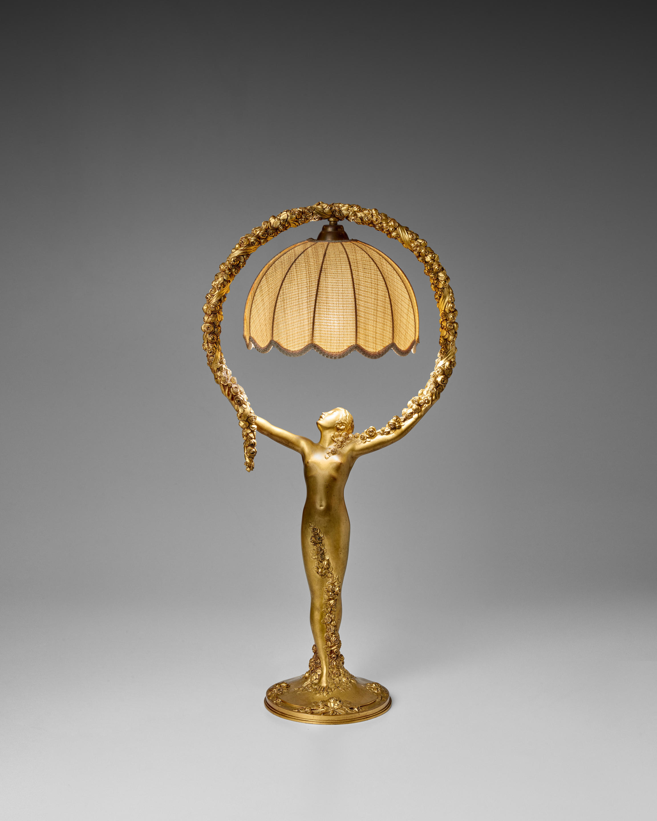 Appraisal: PAUL IRIBE - Rare Table Lamp circa gilt bronze silk