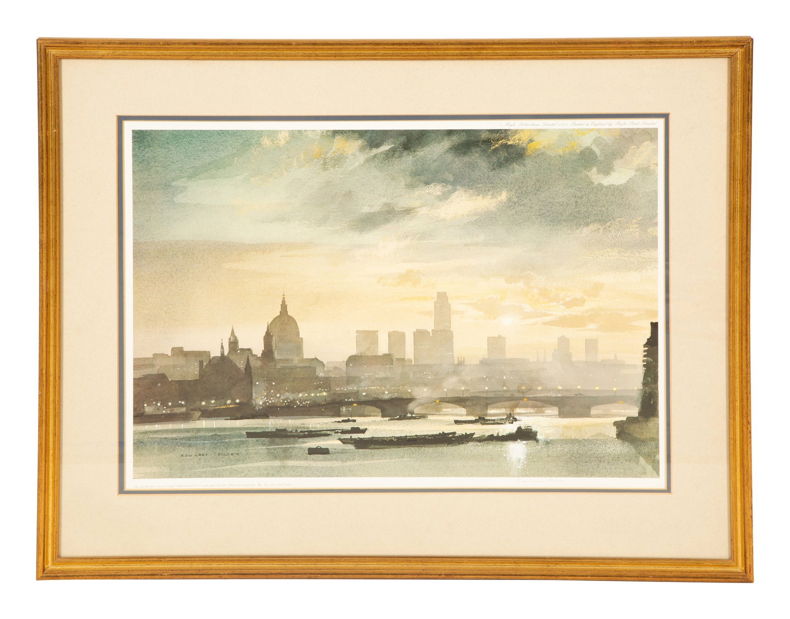 Appraisal: Rowland Hilder British - Thames Scene photographic reproduction print x