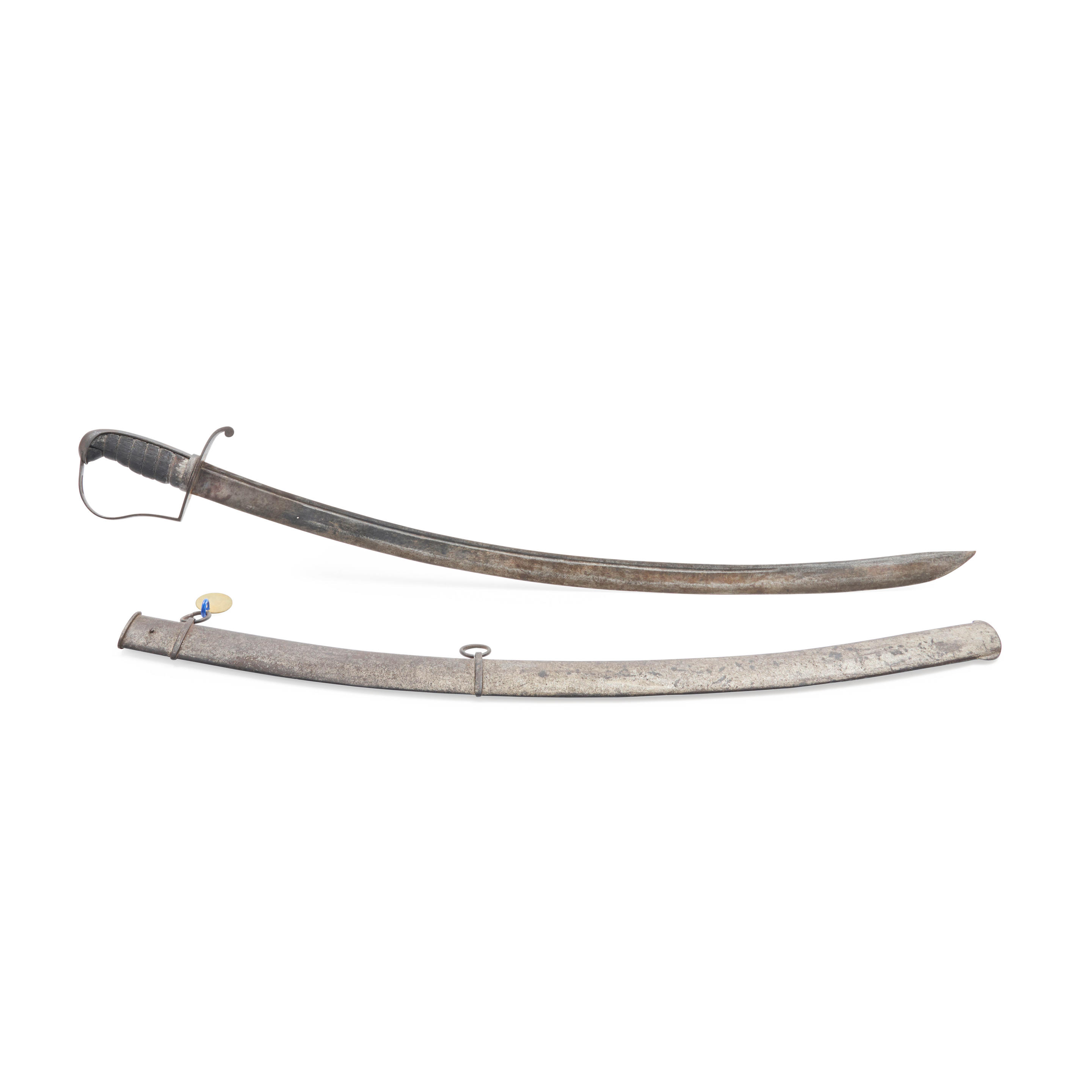 Appraisal: AMERICAN MILITIA CAVALRY SABER AND SCABBARD C - Iron hilt