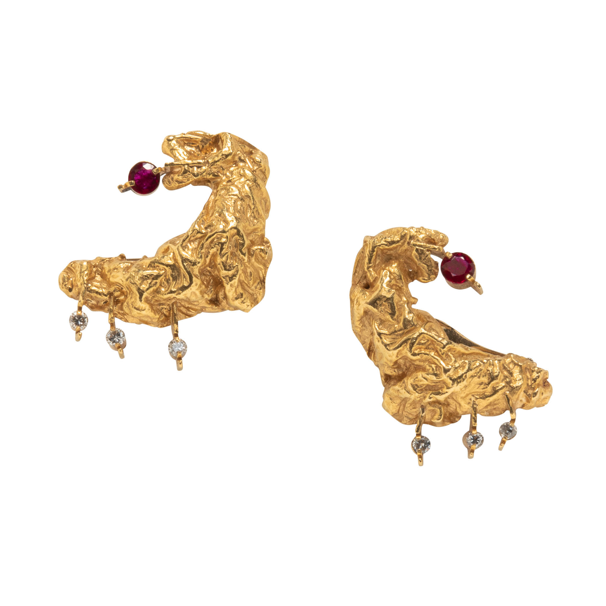 Appraisal: STANLEY LECHTZIN A PAIR OF K GOLD RUBY AND DIAMOND