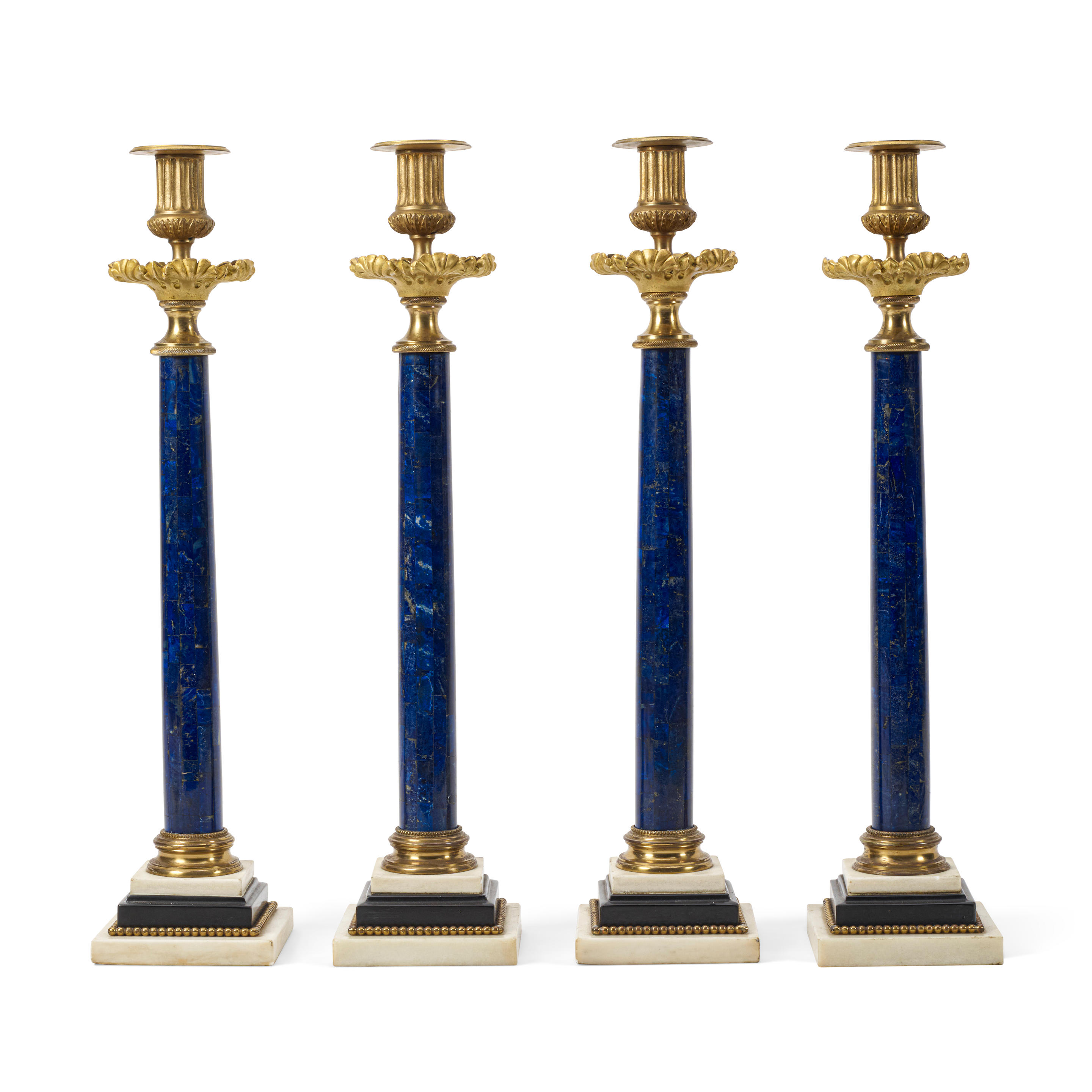 Appraisal: A SET OF FOUR NEOCLASSICAL STYLE GILT BRONZE MOUNTED LAPIS