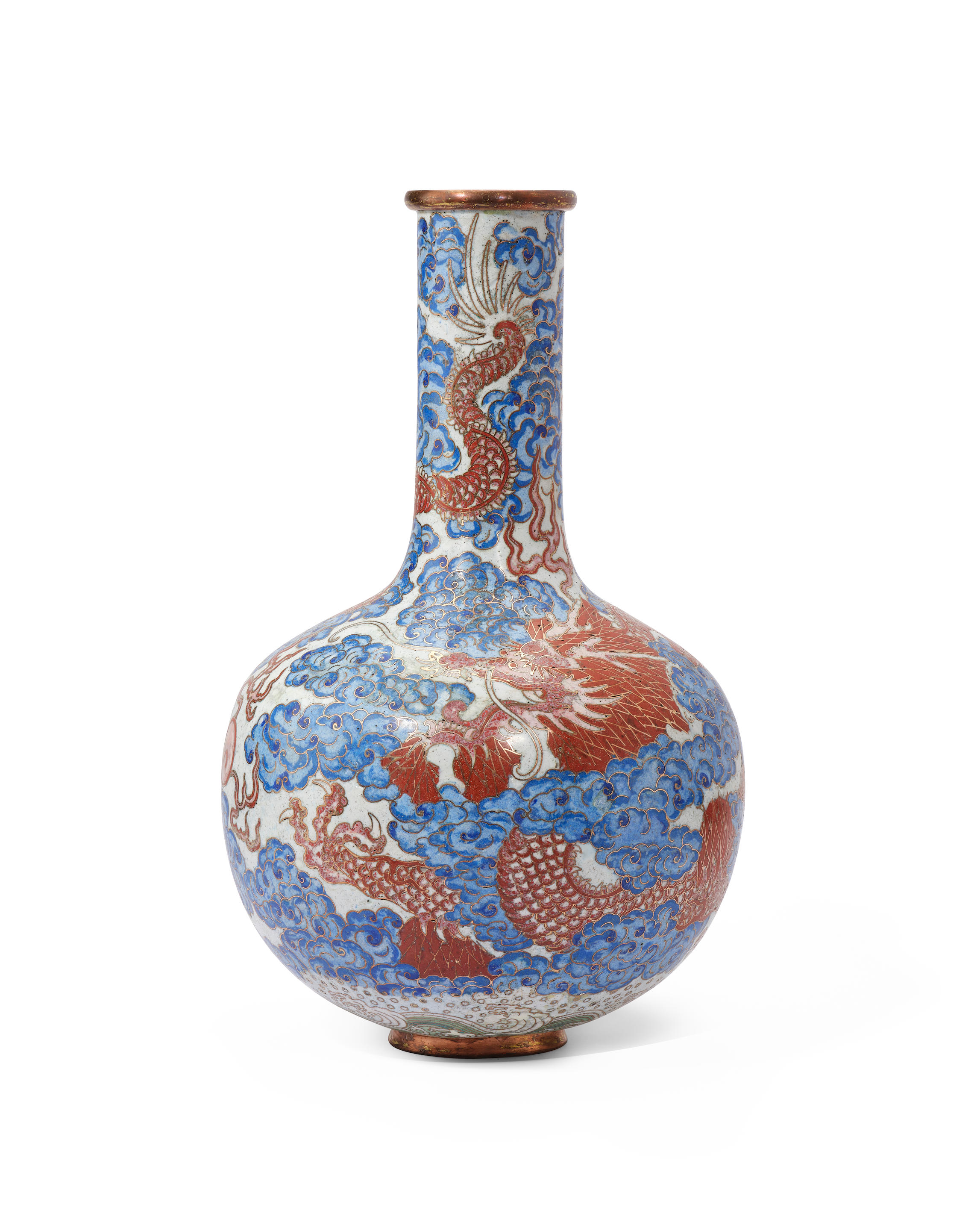 Appraisal: A VERY RARE CLOISONN ENAMEL 'DRAGON' VASE TIANQIUPING Qianlong Finely