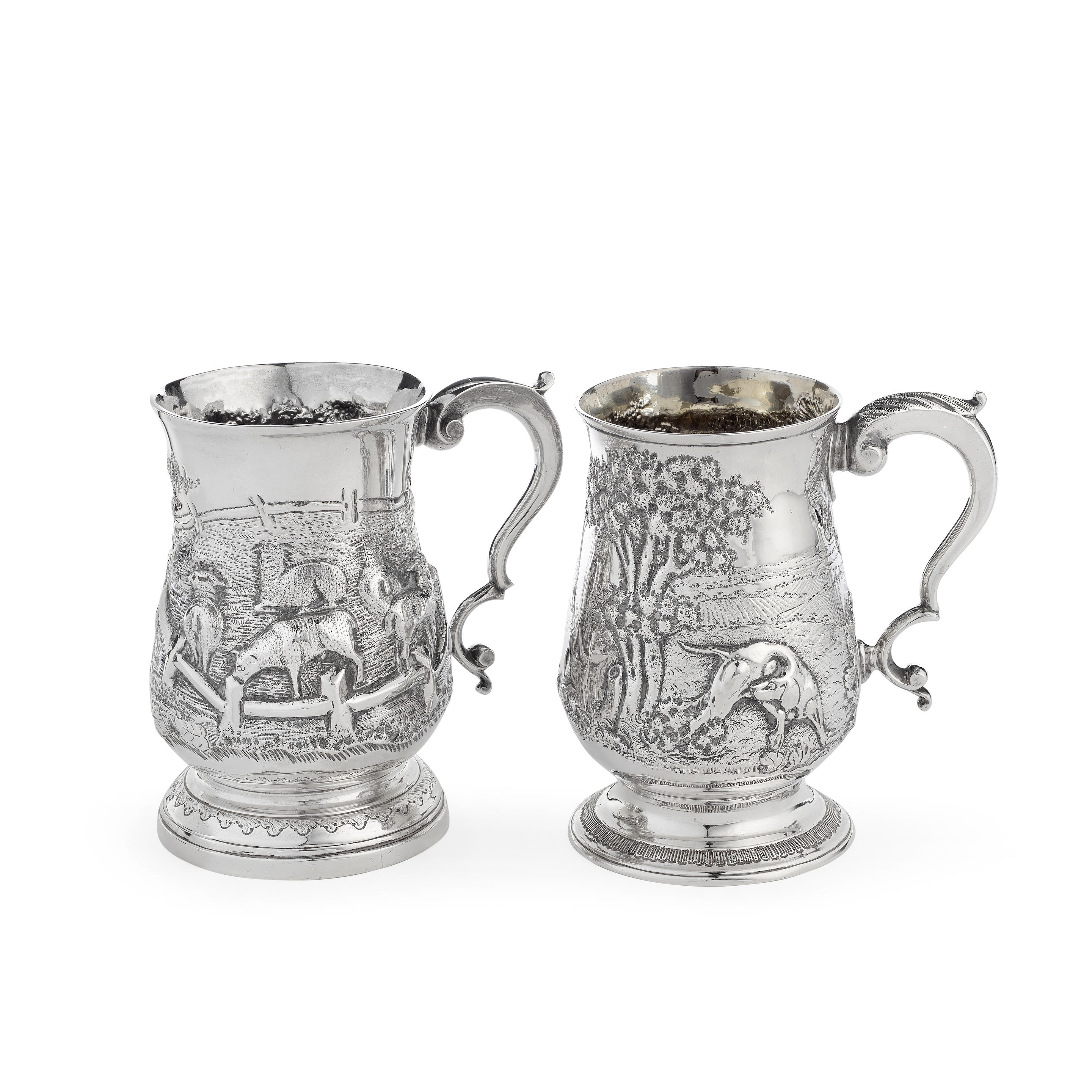 Appraisal: TWO GEORGE III SILVER TANKARDS Peter and Ann Bateman London