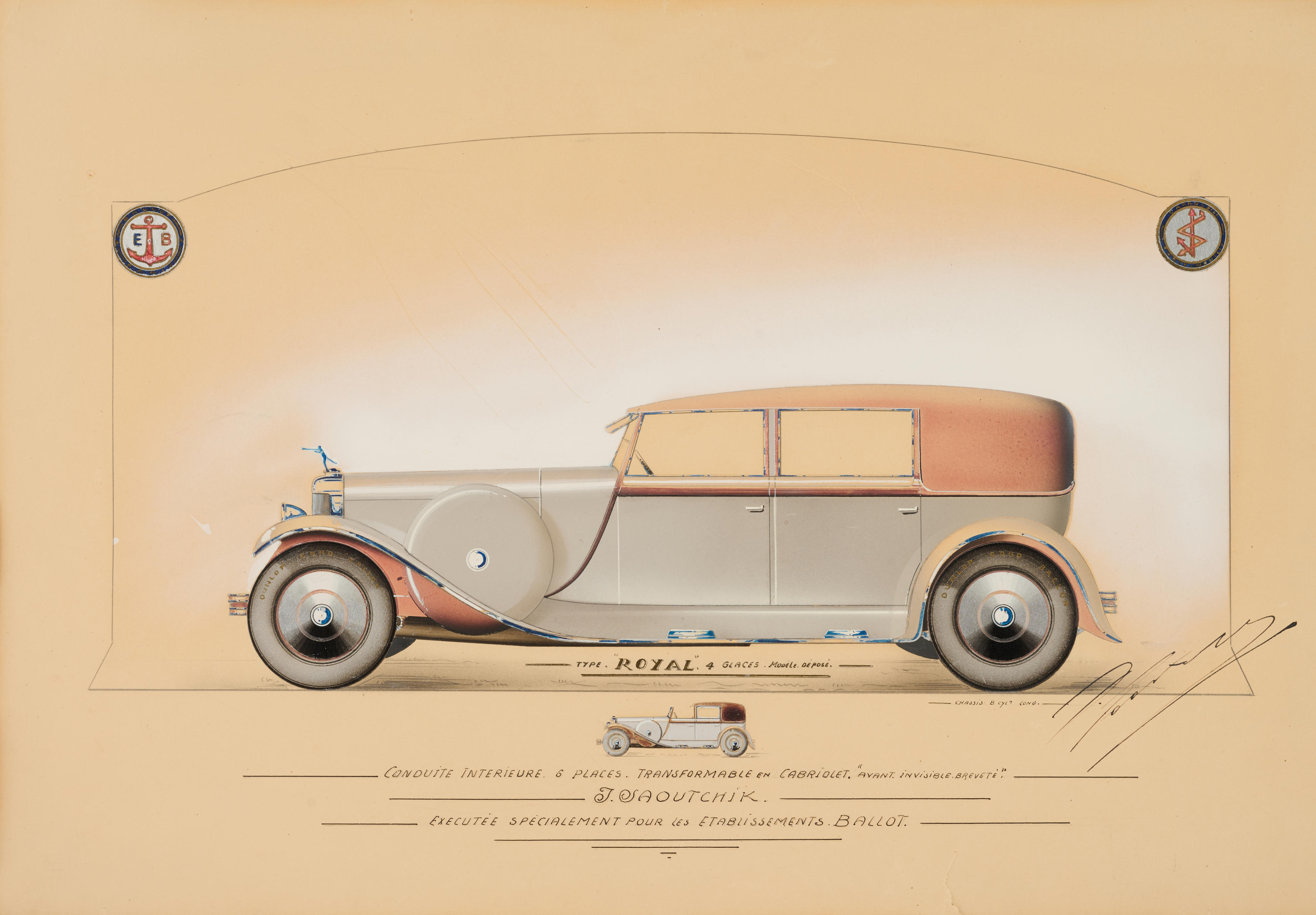 Appraisal: JACQUES SAOUTCHIK - ROYAL CONVERTABLE COACHWORK DESIGN depicting a -seater