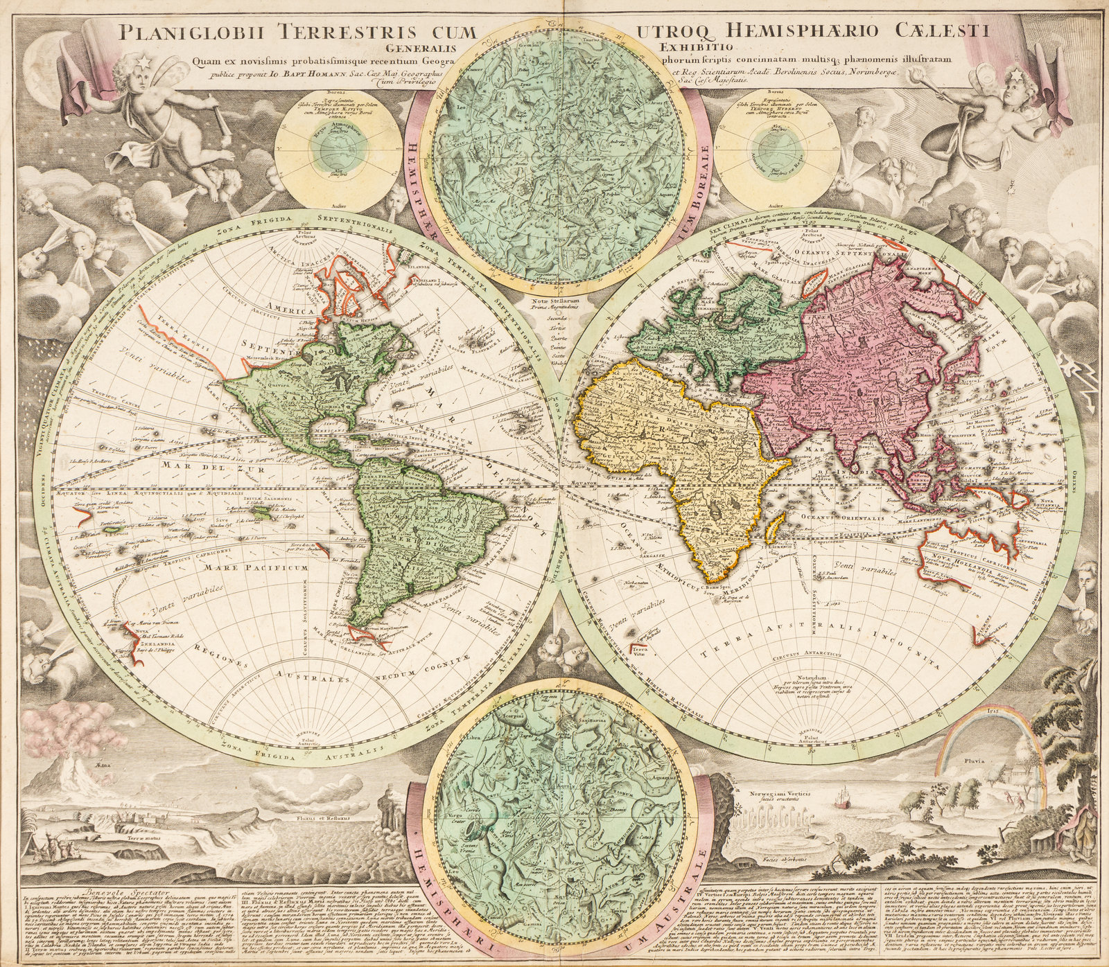 Appraisal: MAP HOMANN Johann Baptist - Planiglobii Terrestris cum utroq Hemisphaerio