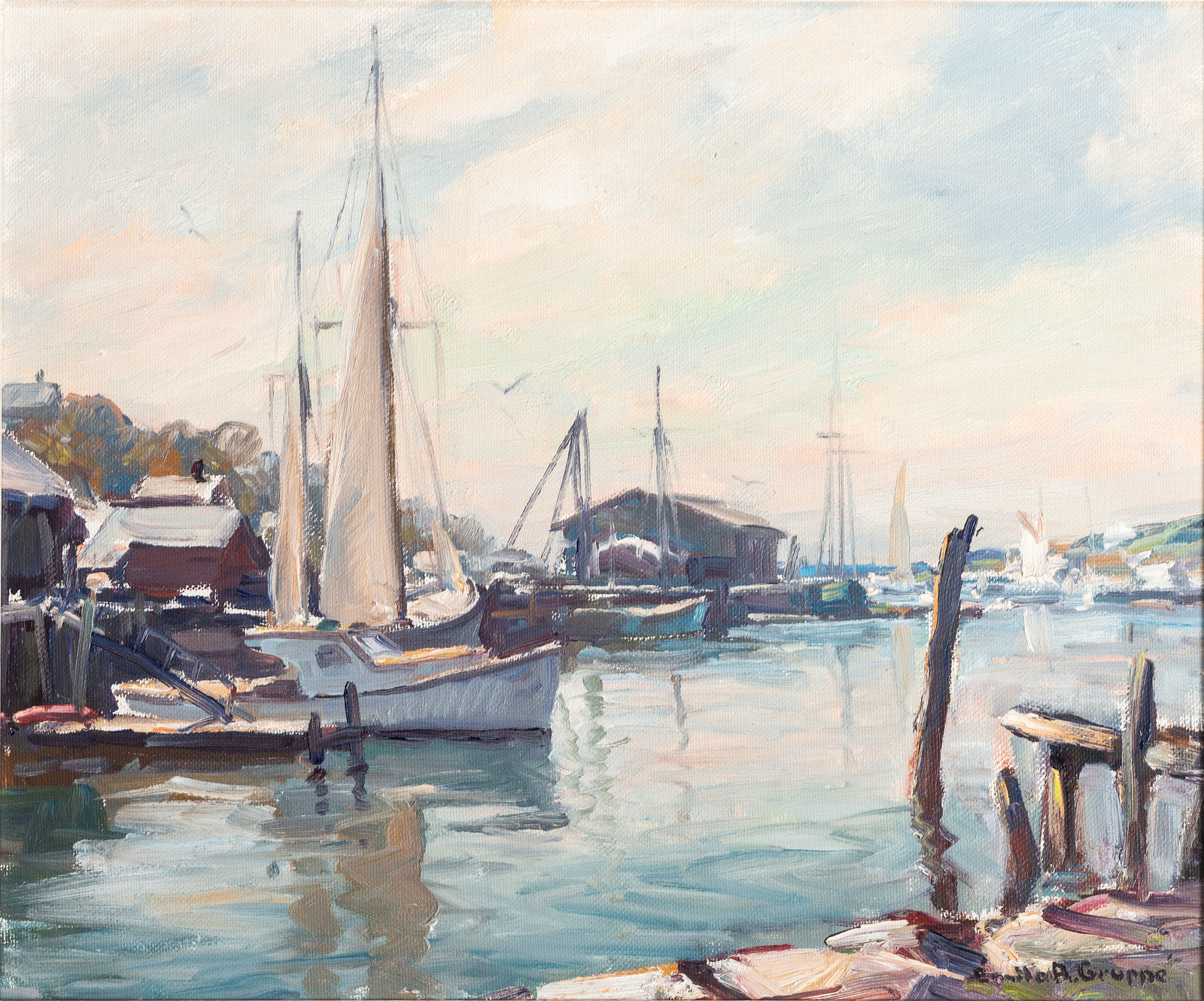 Appraisal: Emile Albert Gruppe American - Gloucester Harbor Scene oil on